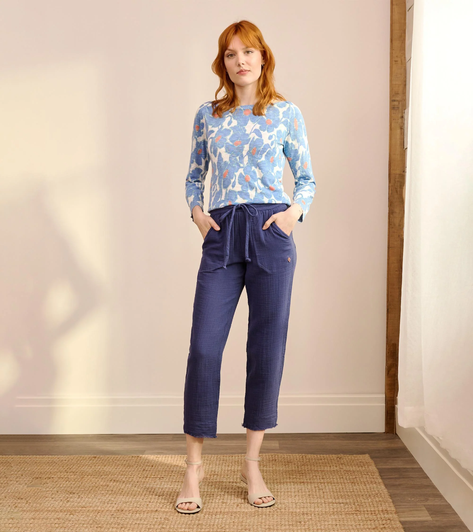 3/4 Sleeve Knit Breton - Textured Poppies - Image 4