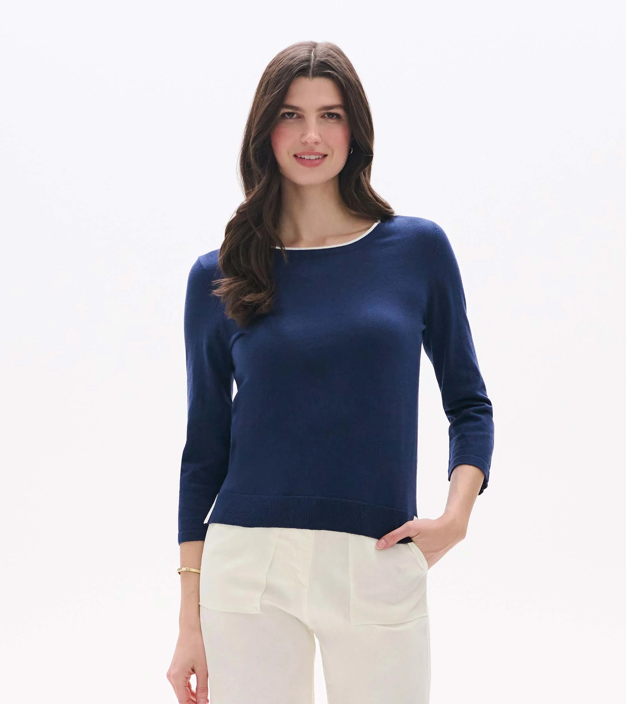 3/4 Sleeve Knit Top - Patriot Blue