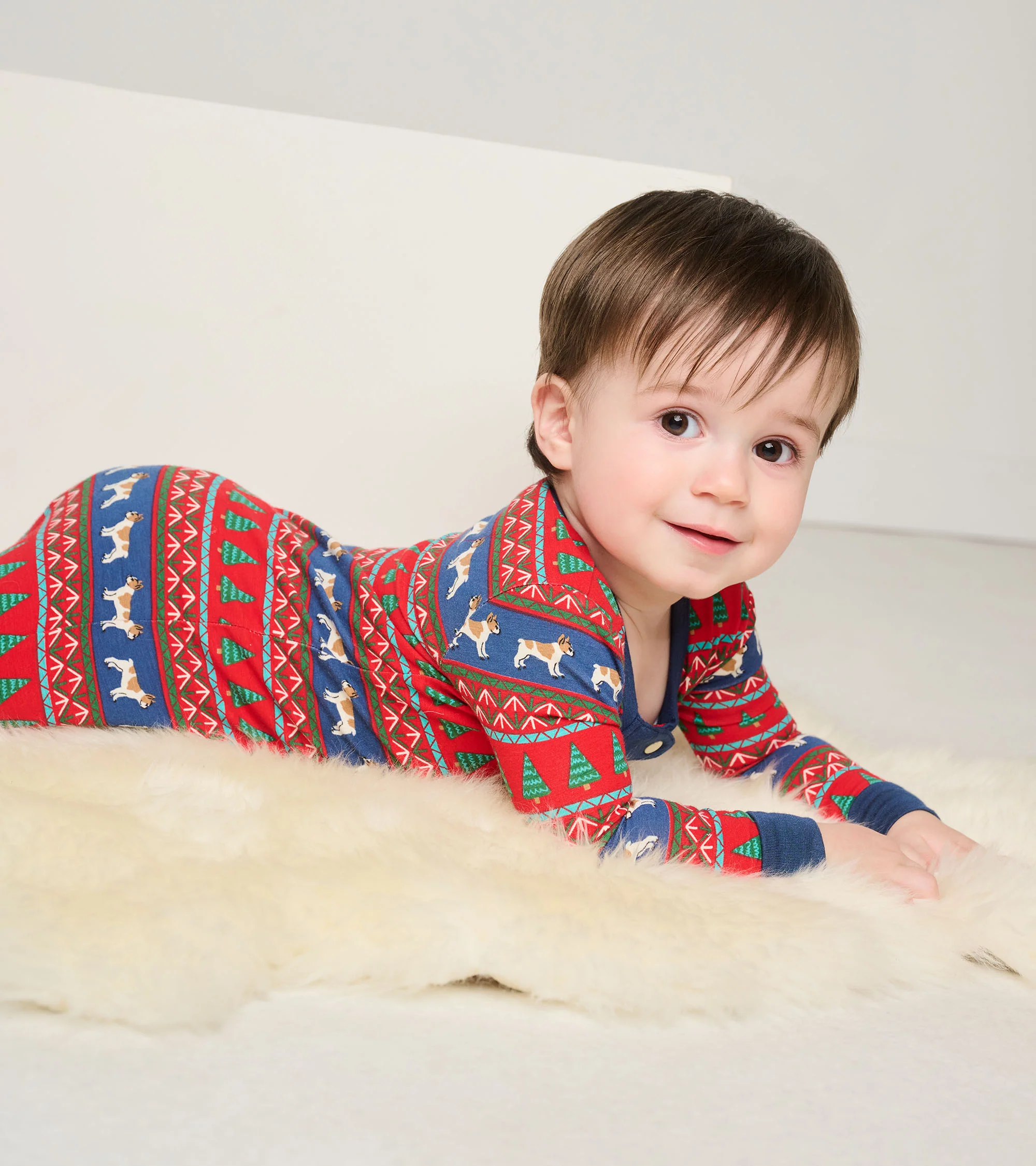 Baby Bulldog Fair Isle Bamboo Footed Sleeper - Image 2