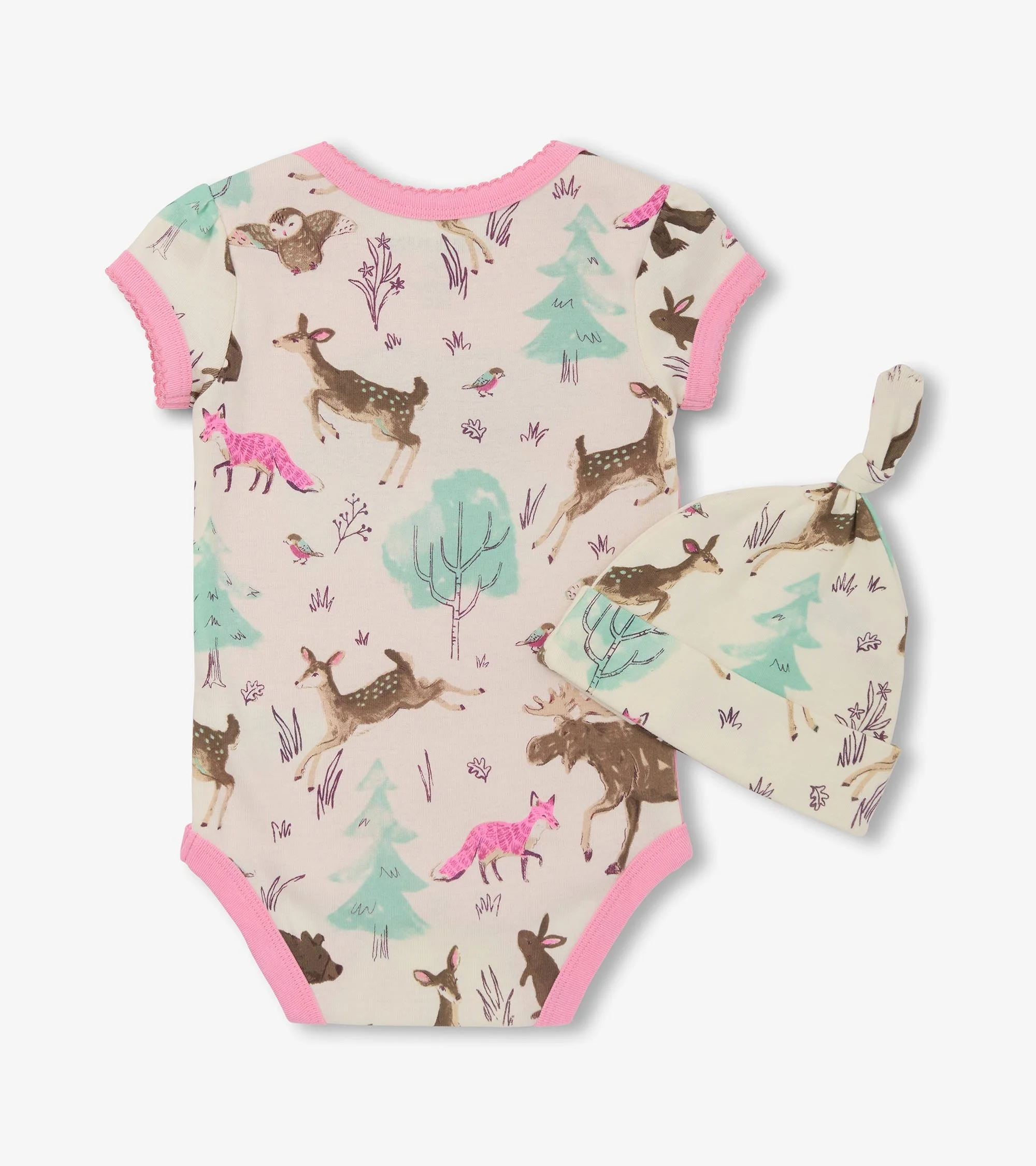 Baby Girls Forest Animals Bodysuit & Hat - Image 2