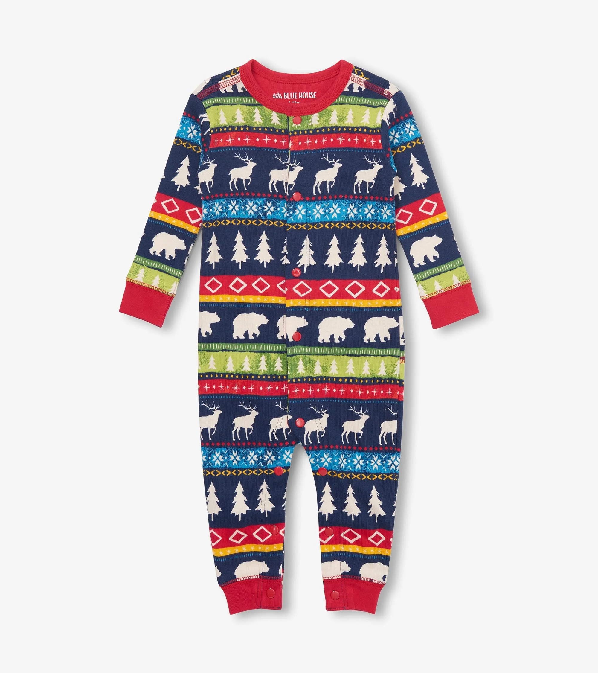 Baby Navy Fair Isle Union Suit - Image 2