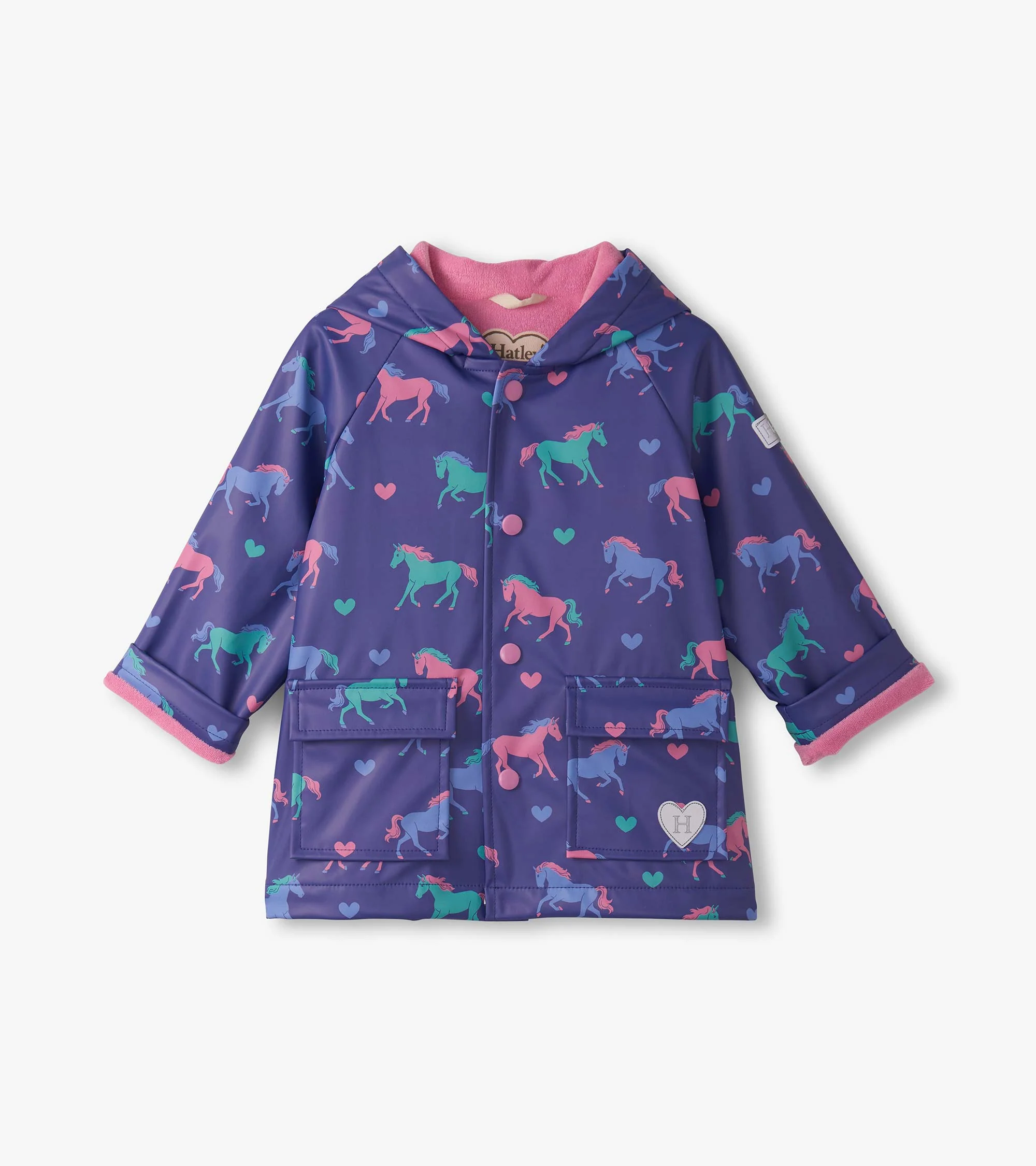 Baby & Toddler Girls Hearts & Horses Button-Up Rain Jacket