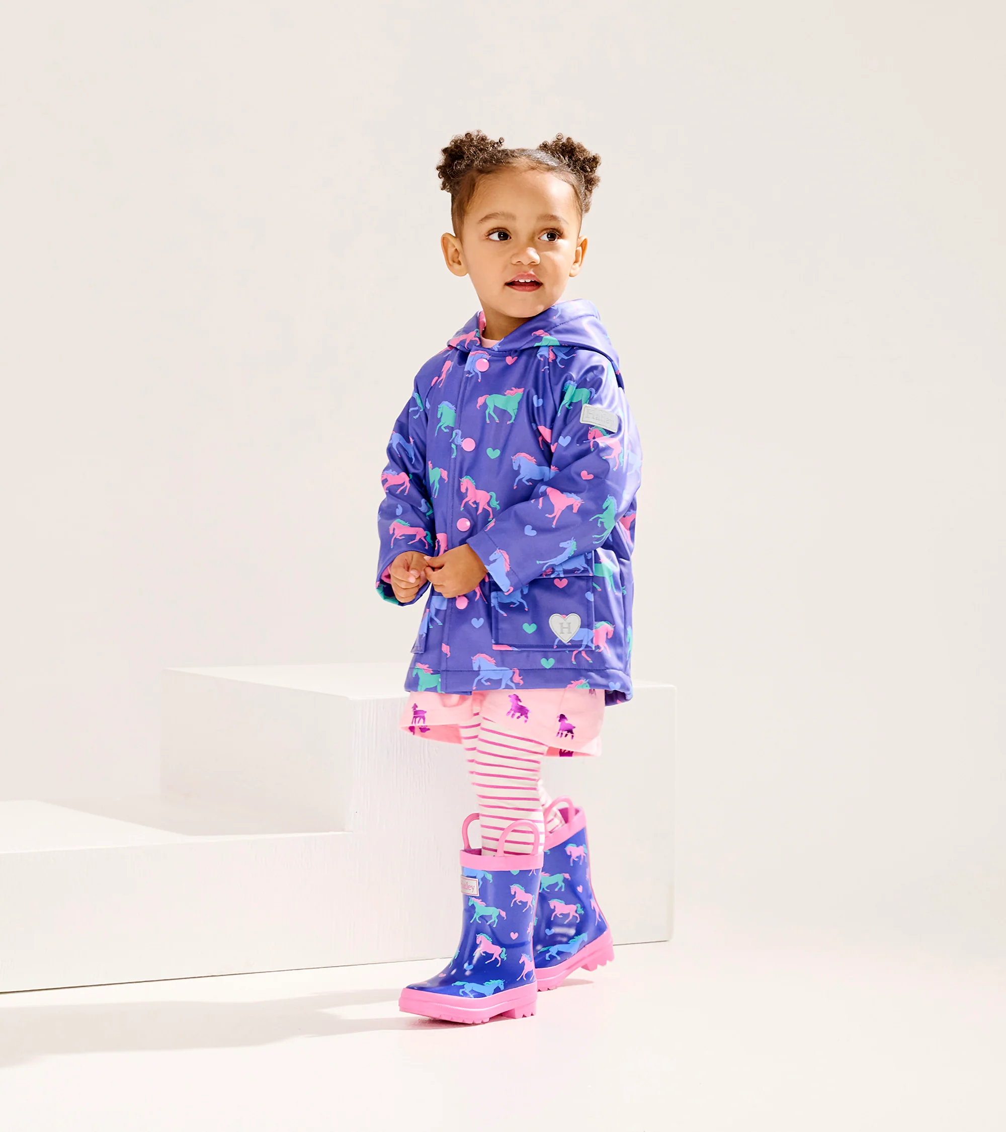 Baby & Toddler Girls Hearts & Horses Button-Up Rain Jacket - Image 2
