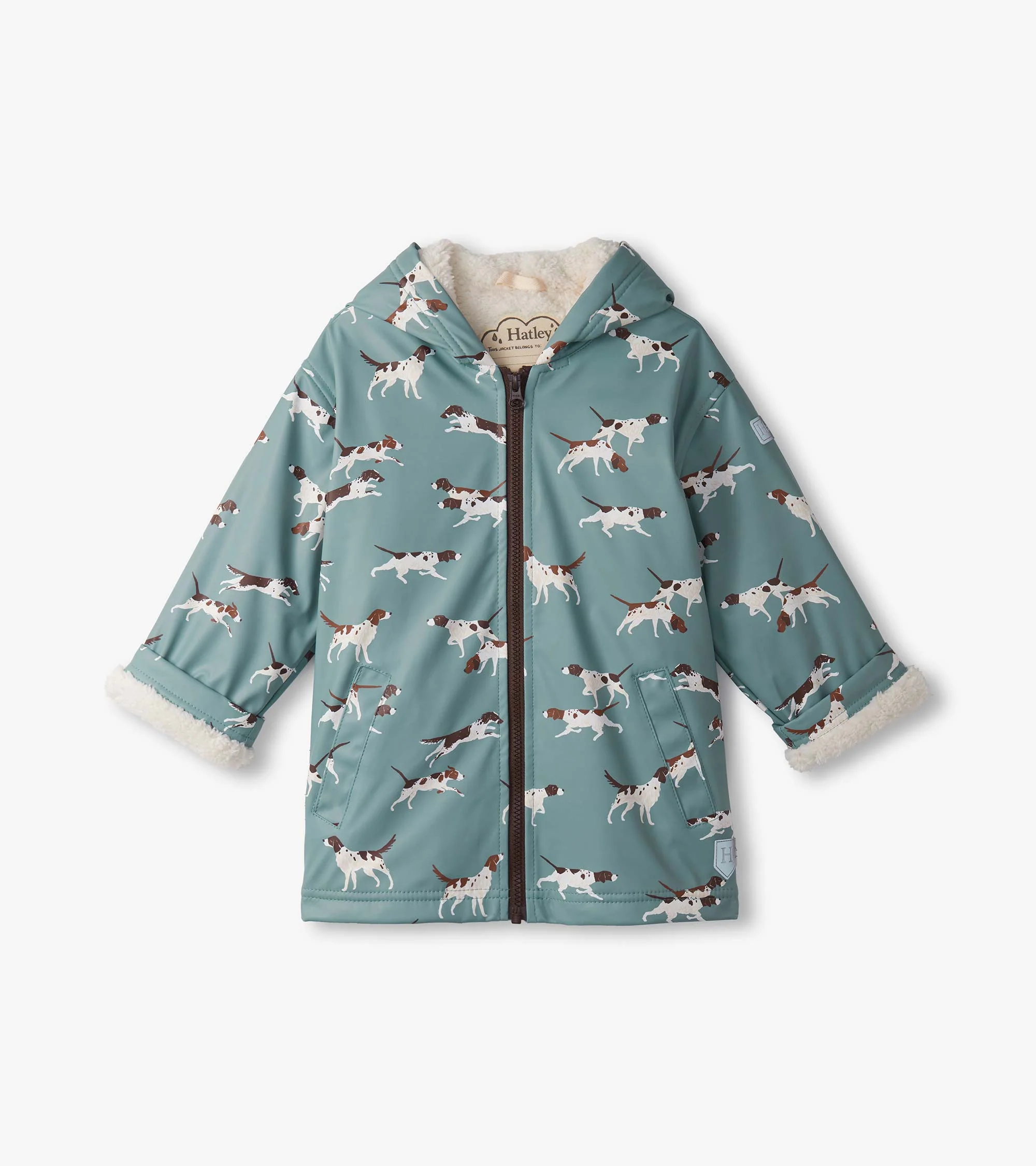 Boys Hunting Dogs Sherpa Lined Zip-Up Rain Jacket