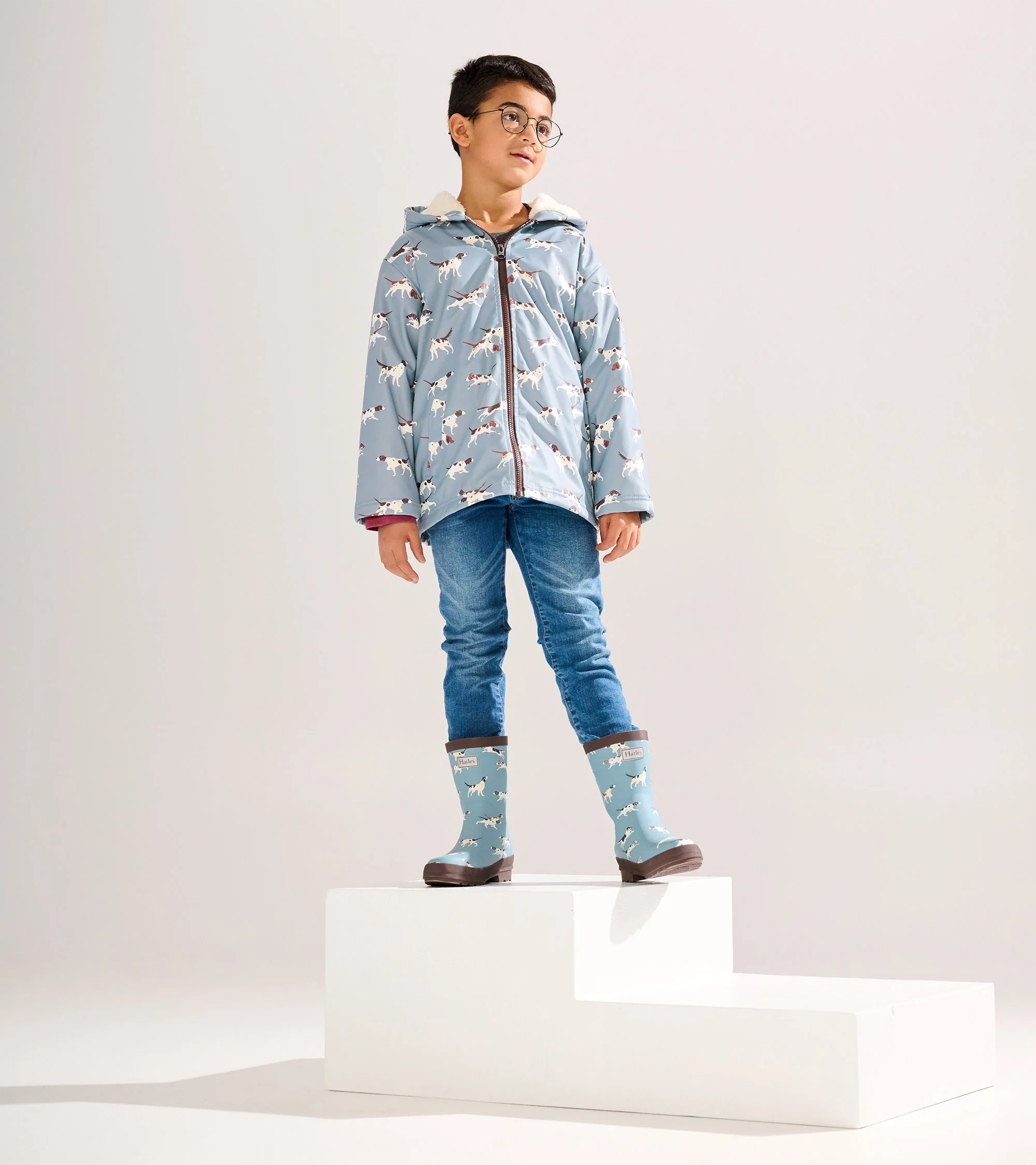 Boys Hunting Dogs Sherpa Lined Zip-Up Rain Jacket - Image 2