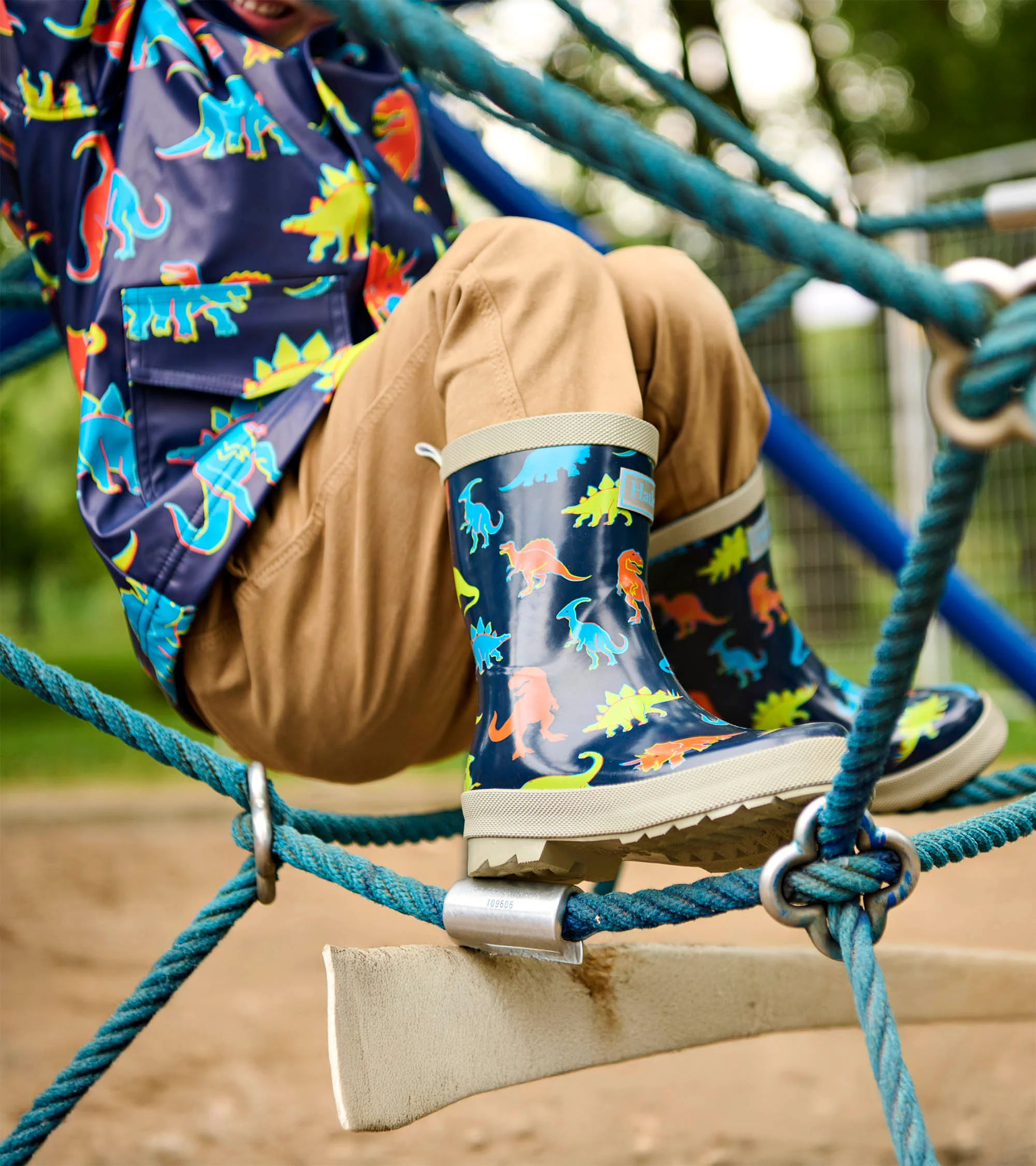Boys Neon Dinos Shiny Rain Boots - Image 2