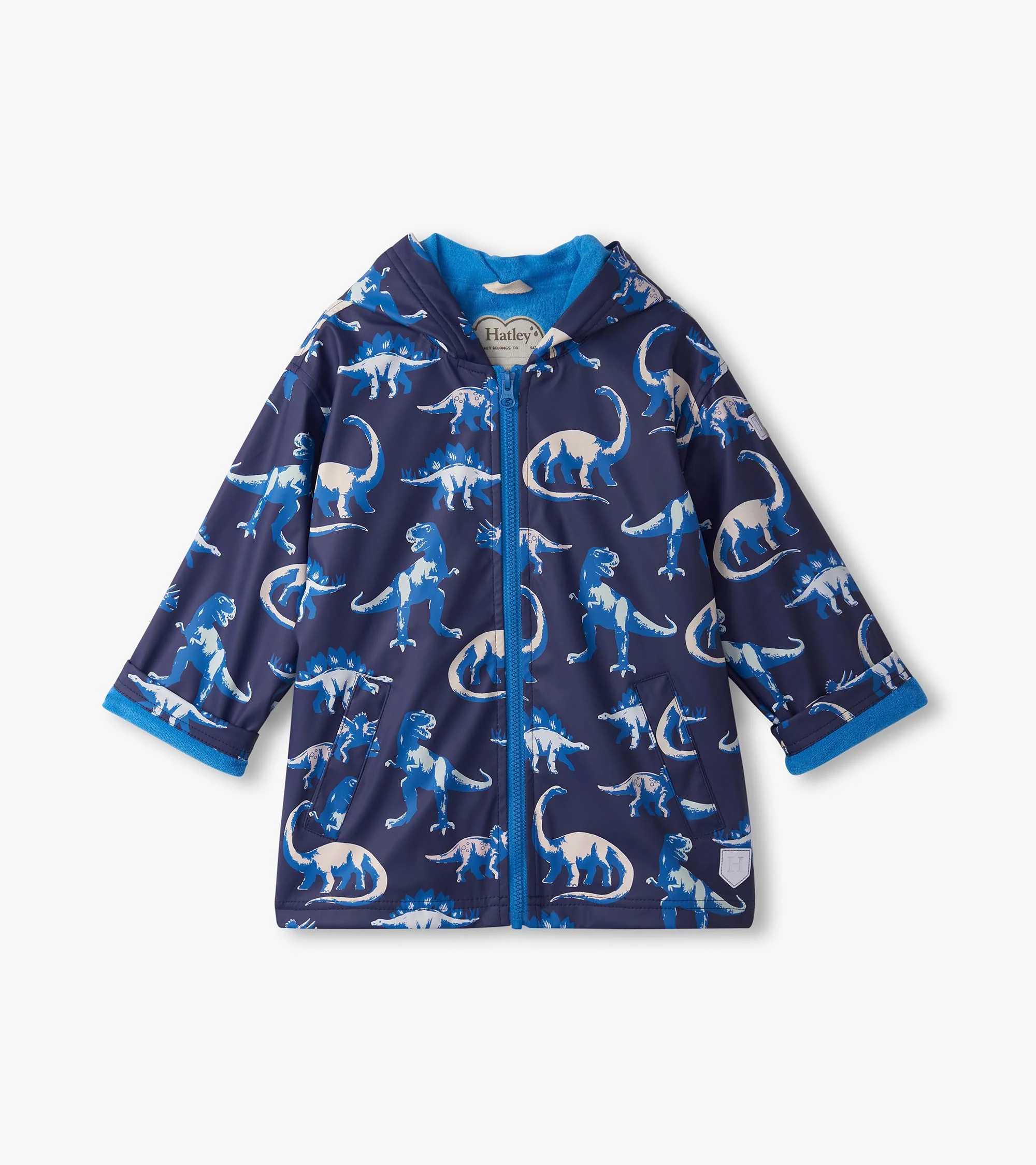 Boys Painted Dinos Colour Changing Zip-Up Rain Jacket