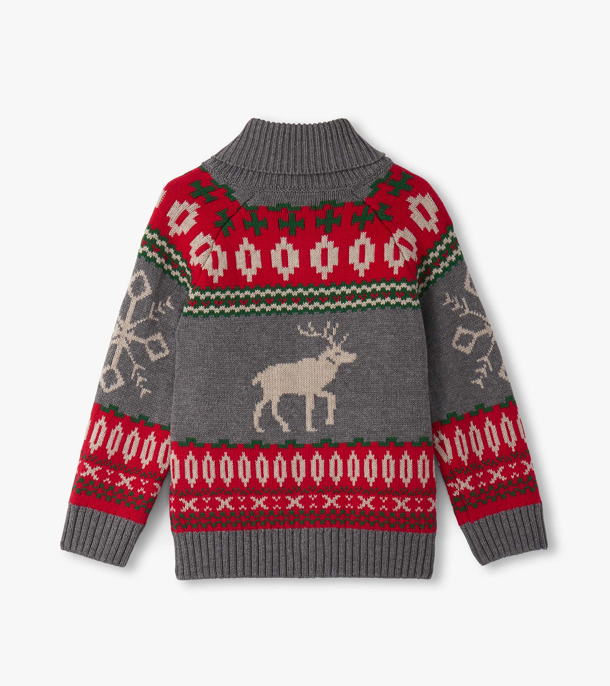 Boys Winter Elk Shawl Collar Cardigan - Image 2
