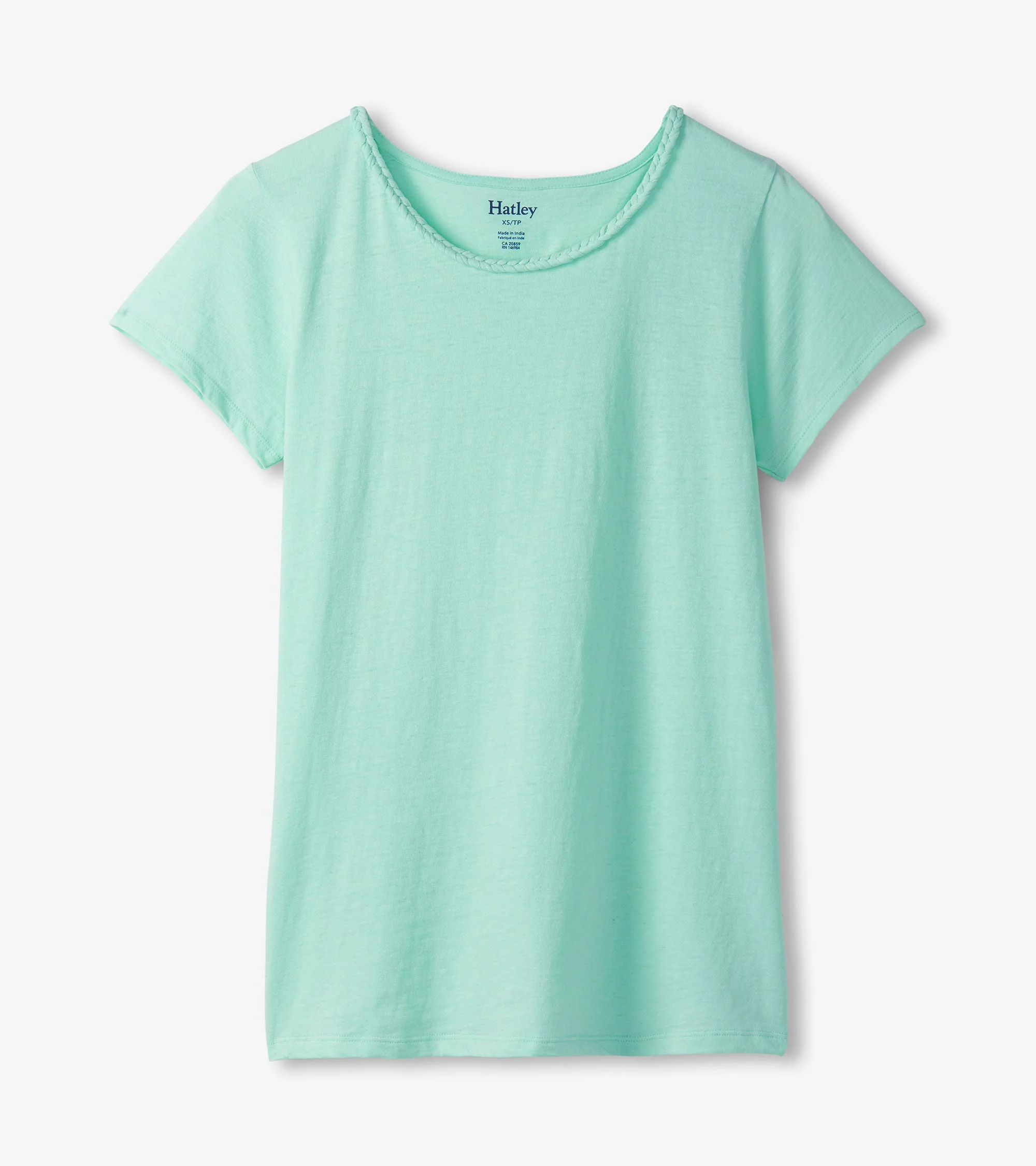 Braided Neck Tee - Aruba Blue - Image 2