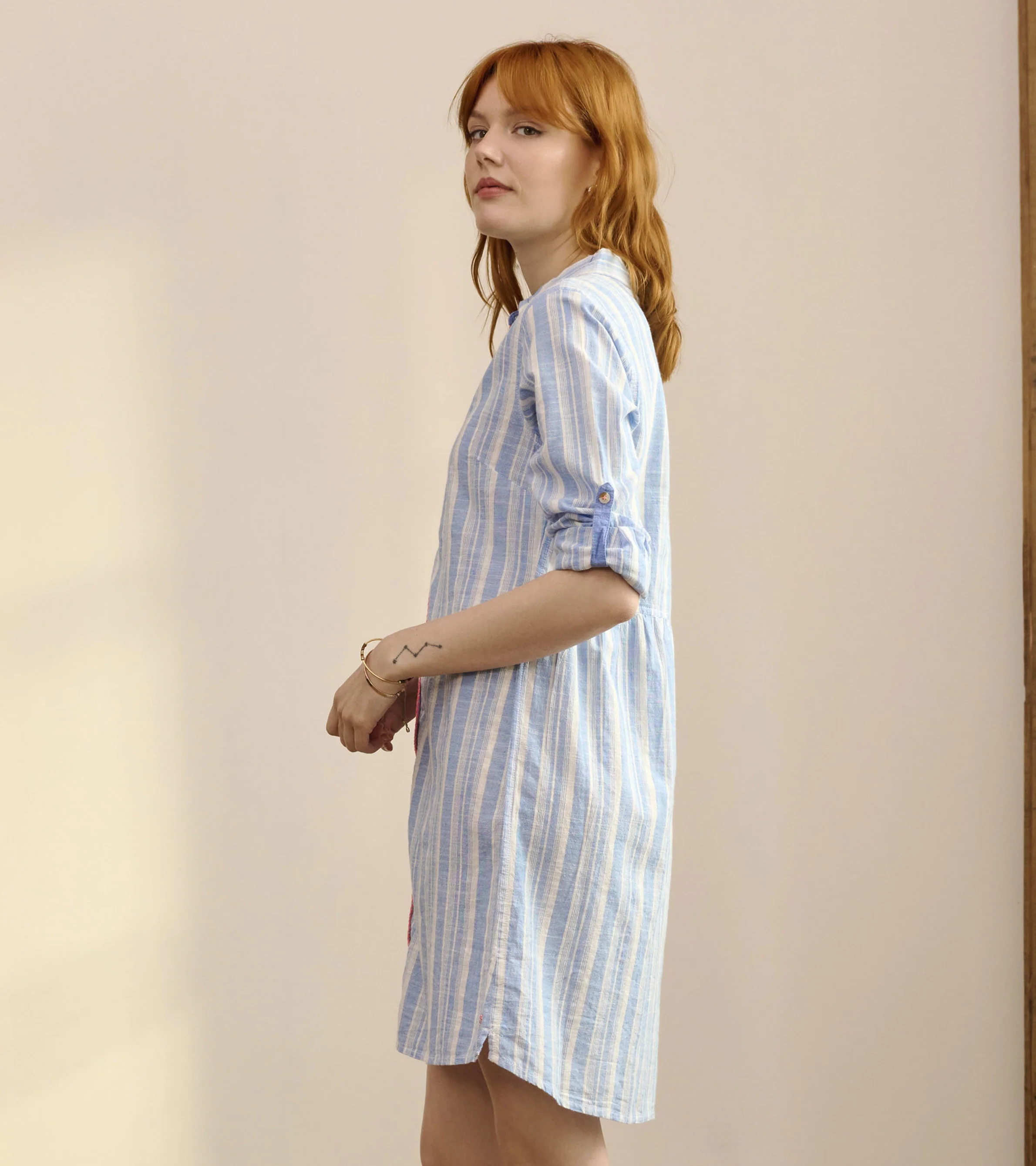 Cara Shirt Dress - Light Blue Stripes - Image 2