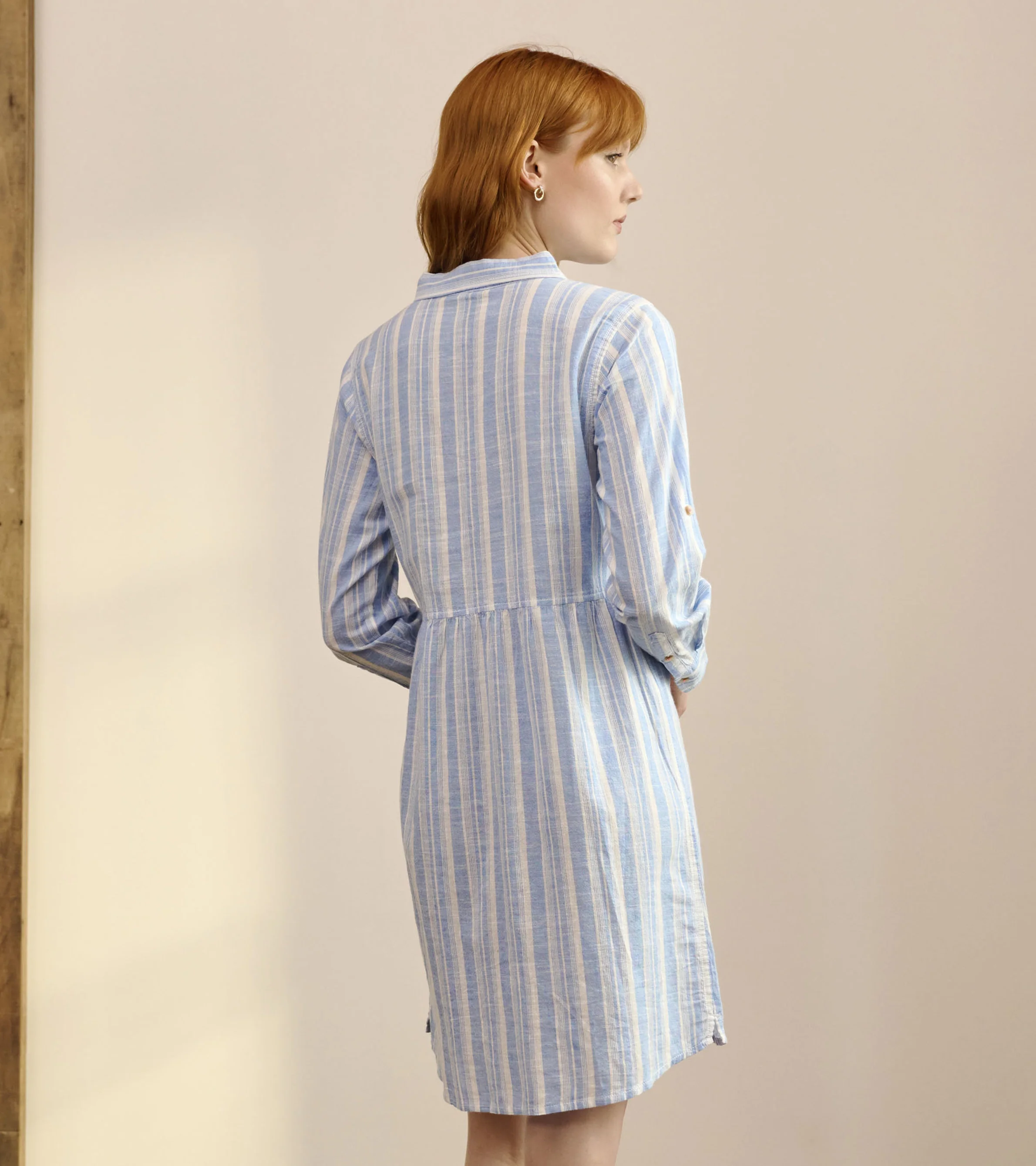 Cara Shirt Dress - Light Blue Stripes - Image 3