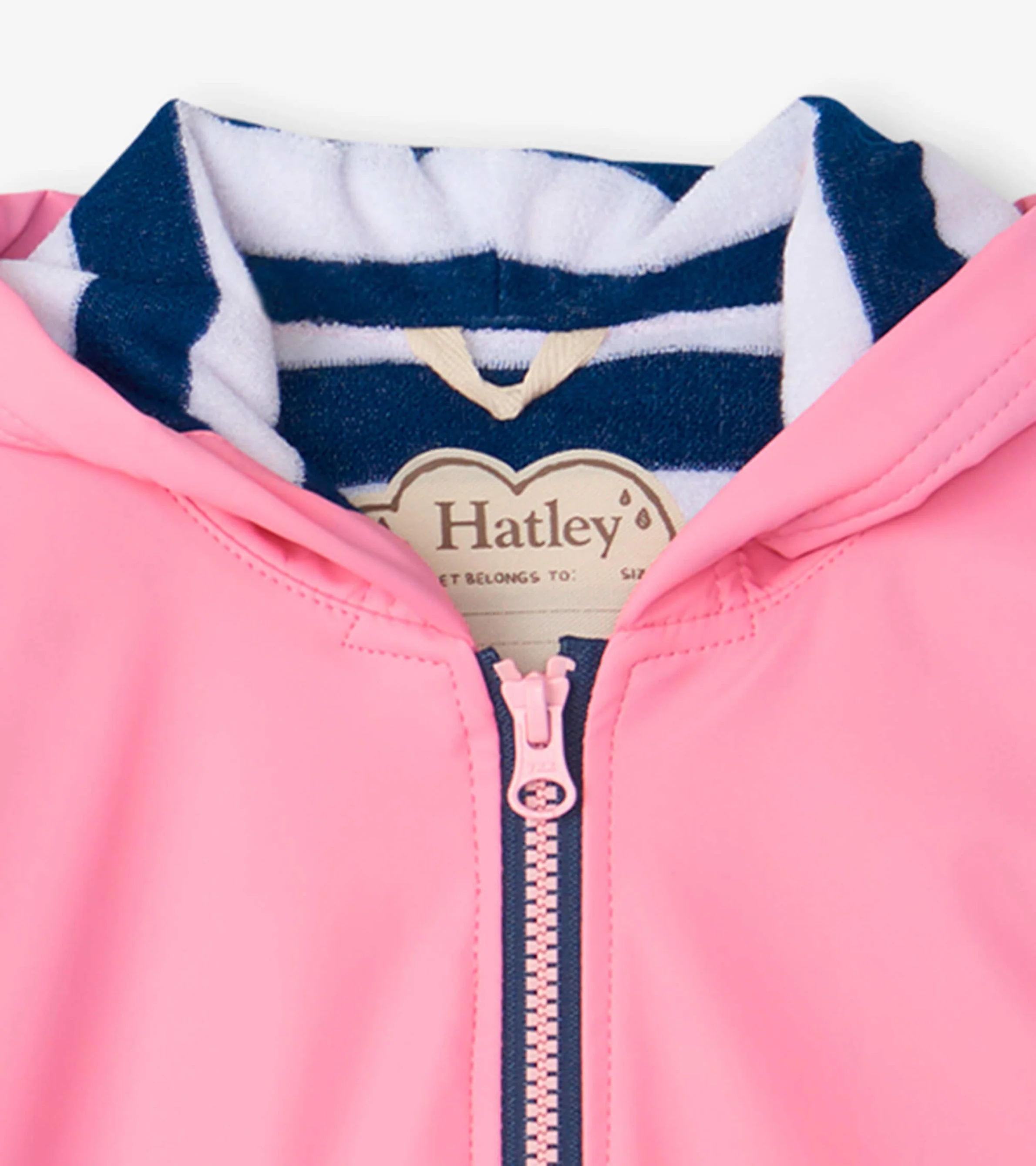 Girls Classic Pink Zip-Up Rain Jacket - Image 6