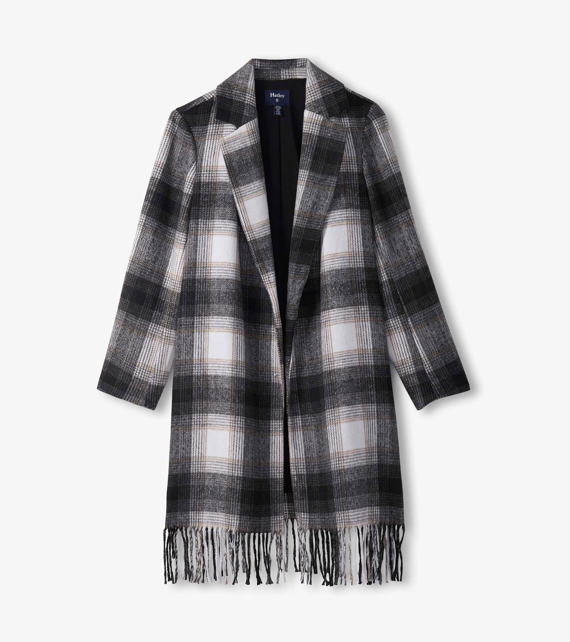Fringe Jacket - Black and Taupe Plaid - Image 2