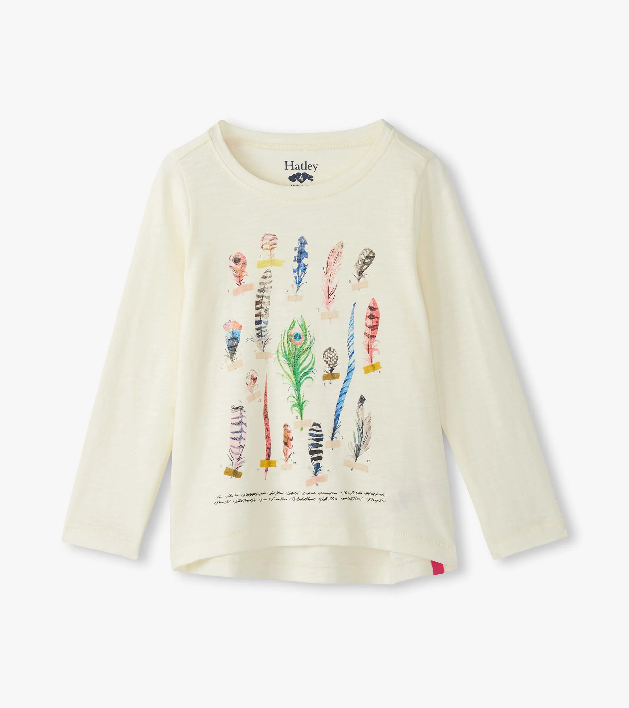 Girls Feathers Long Sleeve Graphic Tee