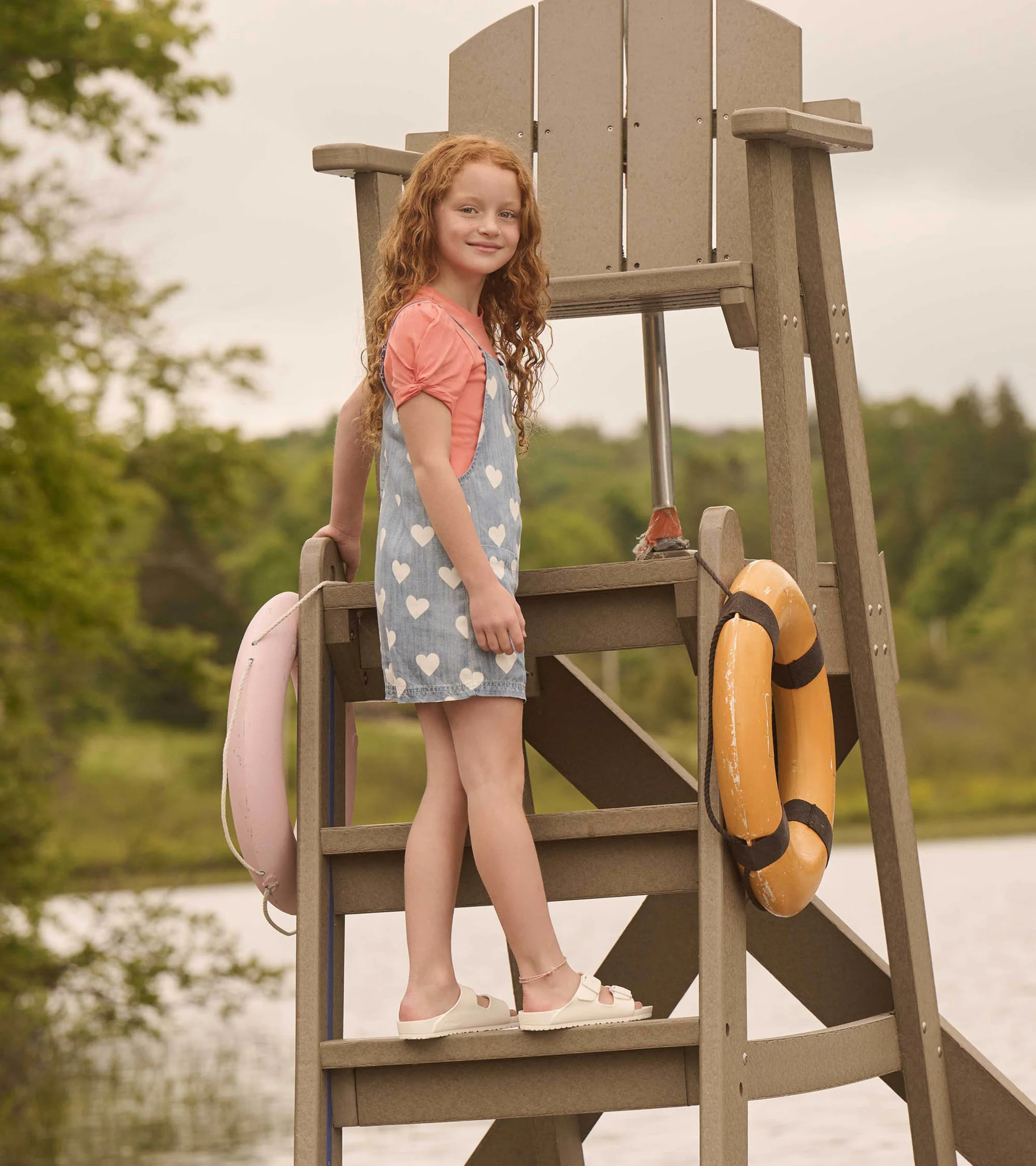 Girls Hearts Slouchy Overalls - Image 3