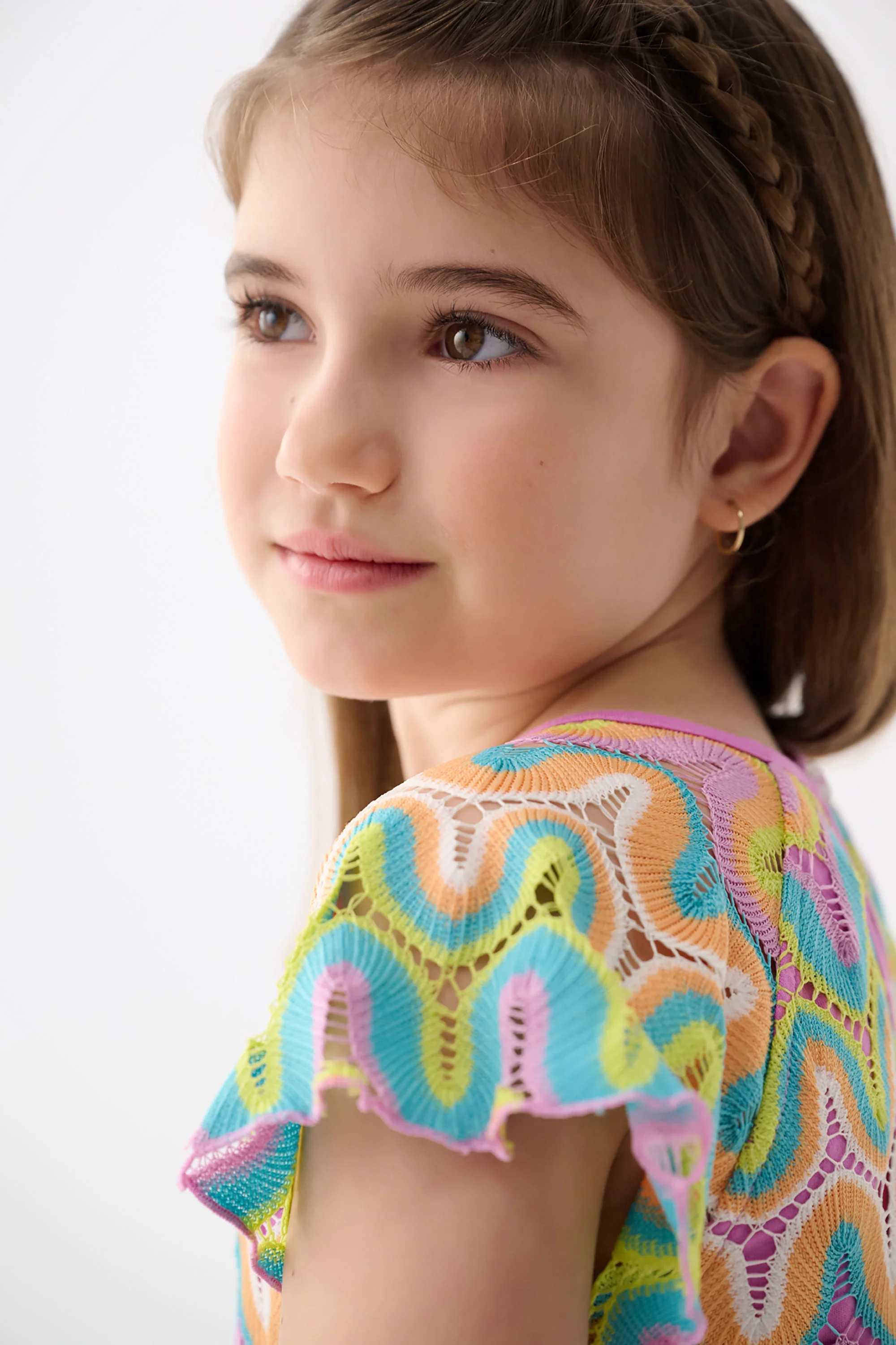Girls Rainbow Waves Crochet Dress - Image 4