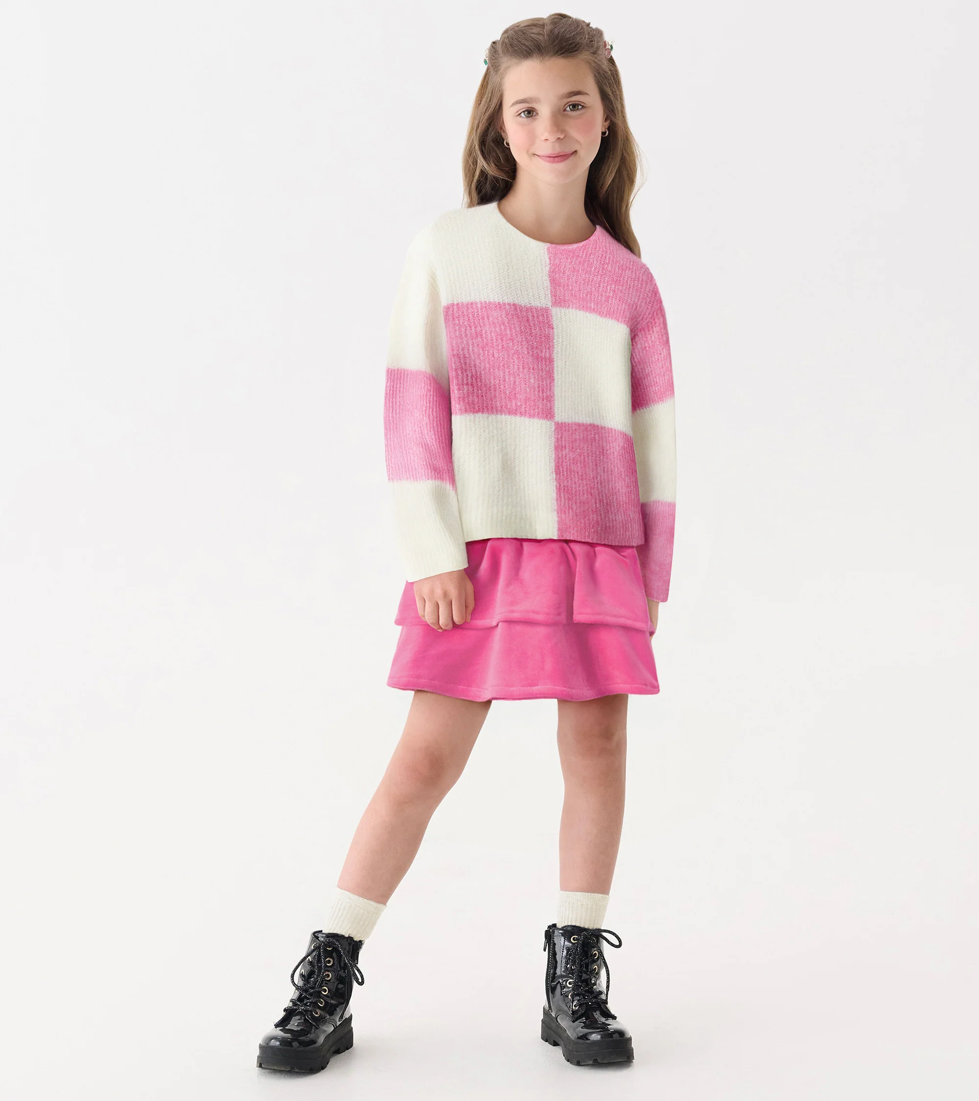 Girls Raspberry Rose Velour Skirt - Image 2