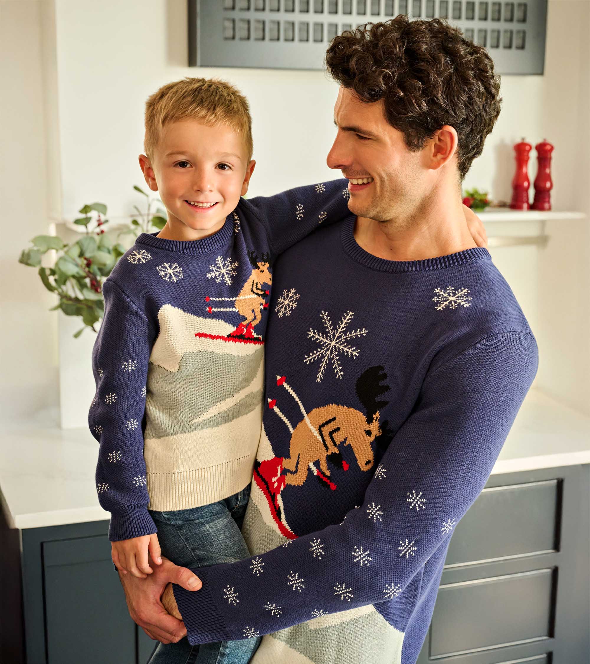 Kids Skiing Moose Holiday Sweater - Image 2