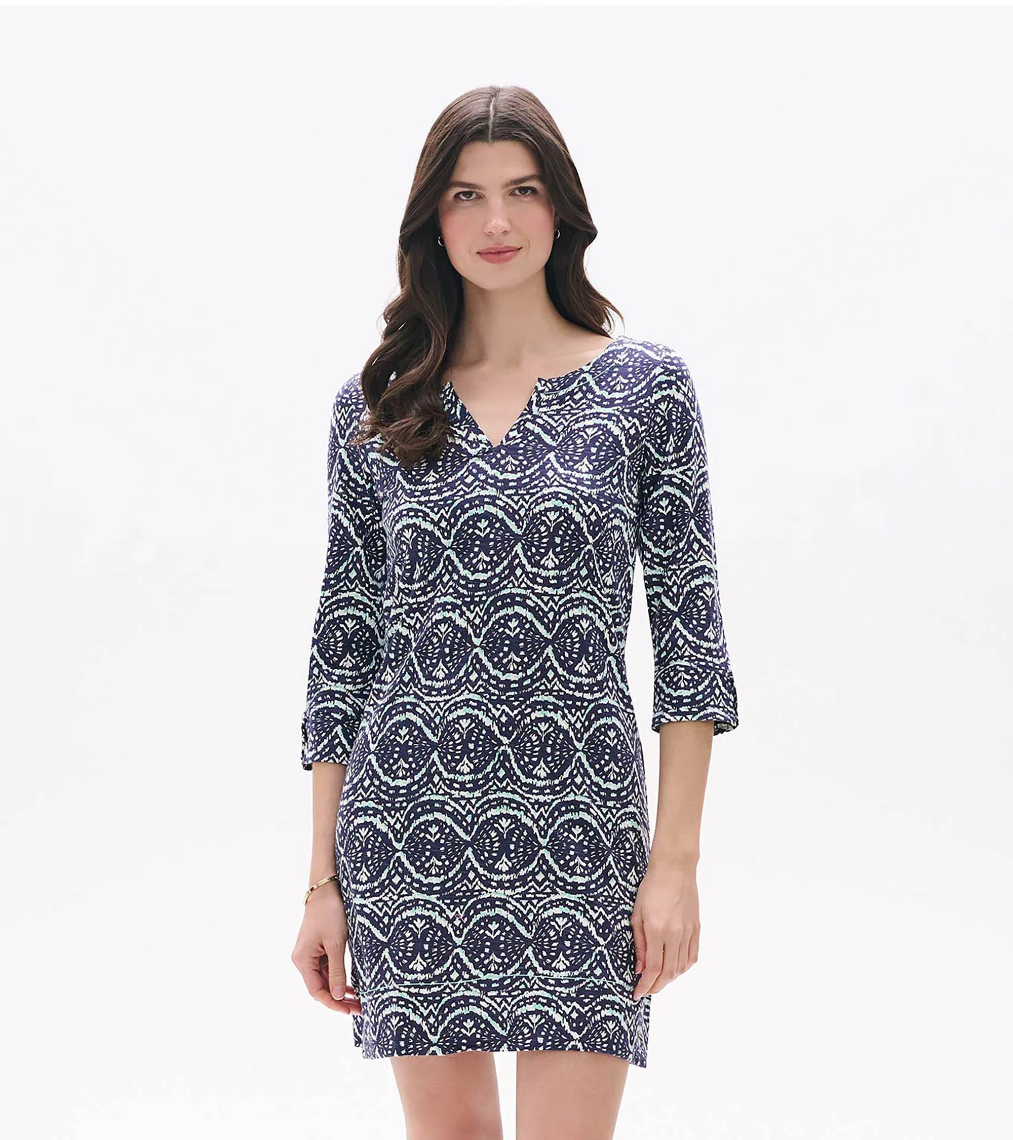 Lily Notch Neck Dress - Soft Ikat