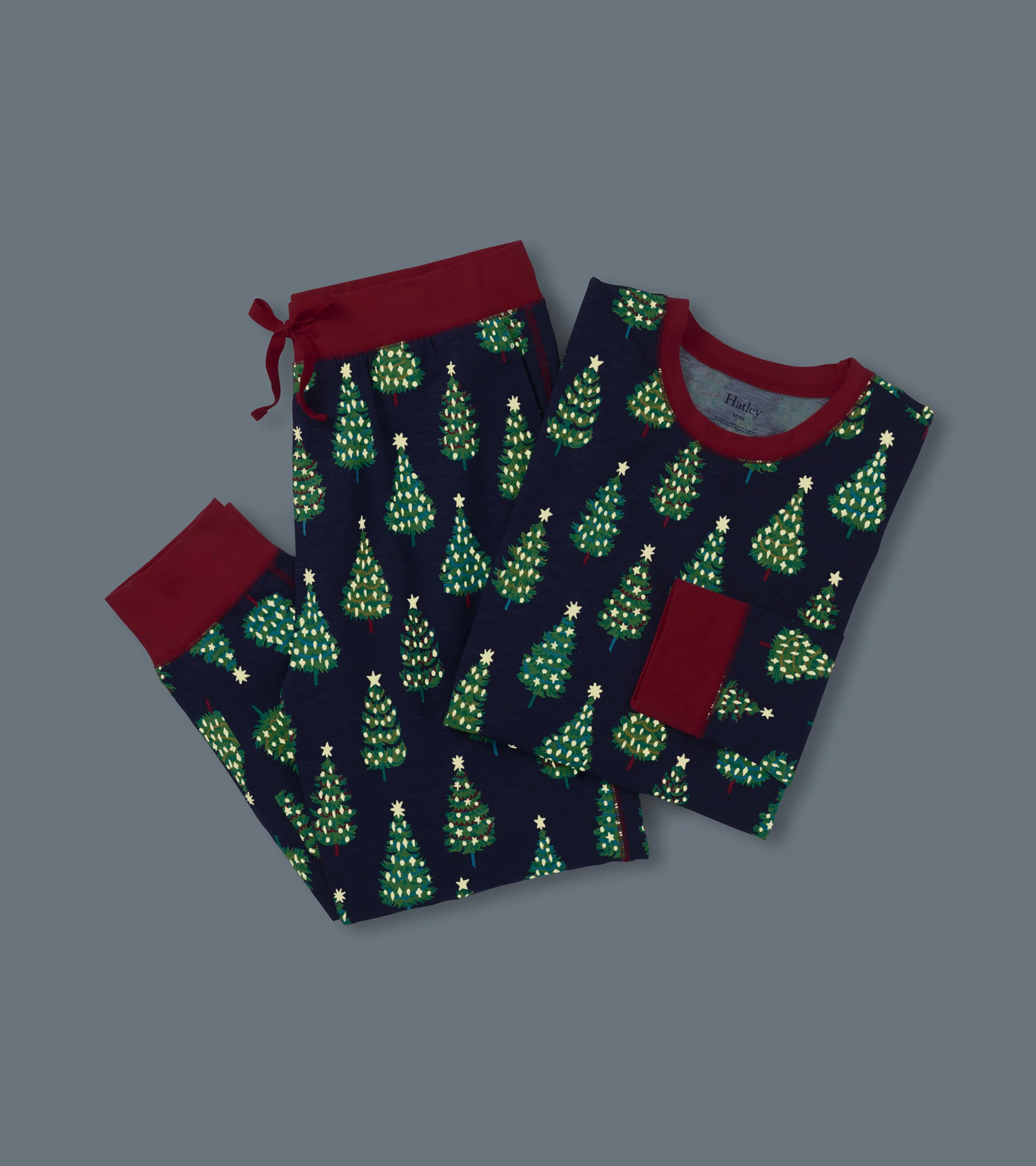 Men's Bottle Brush Trees Glow in the Dark Cotton Pajama Set - Image 2