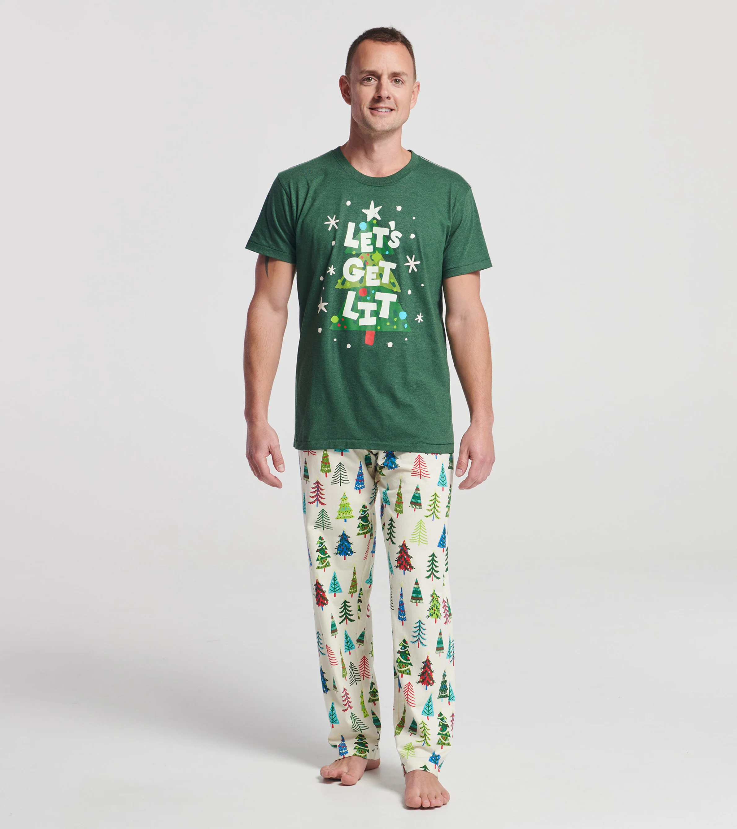 Men's Christmas Trees Stretch Cotton Pajama Pants - Image 5
