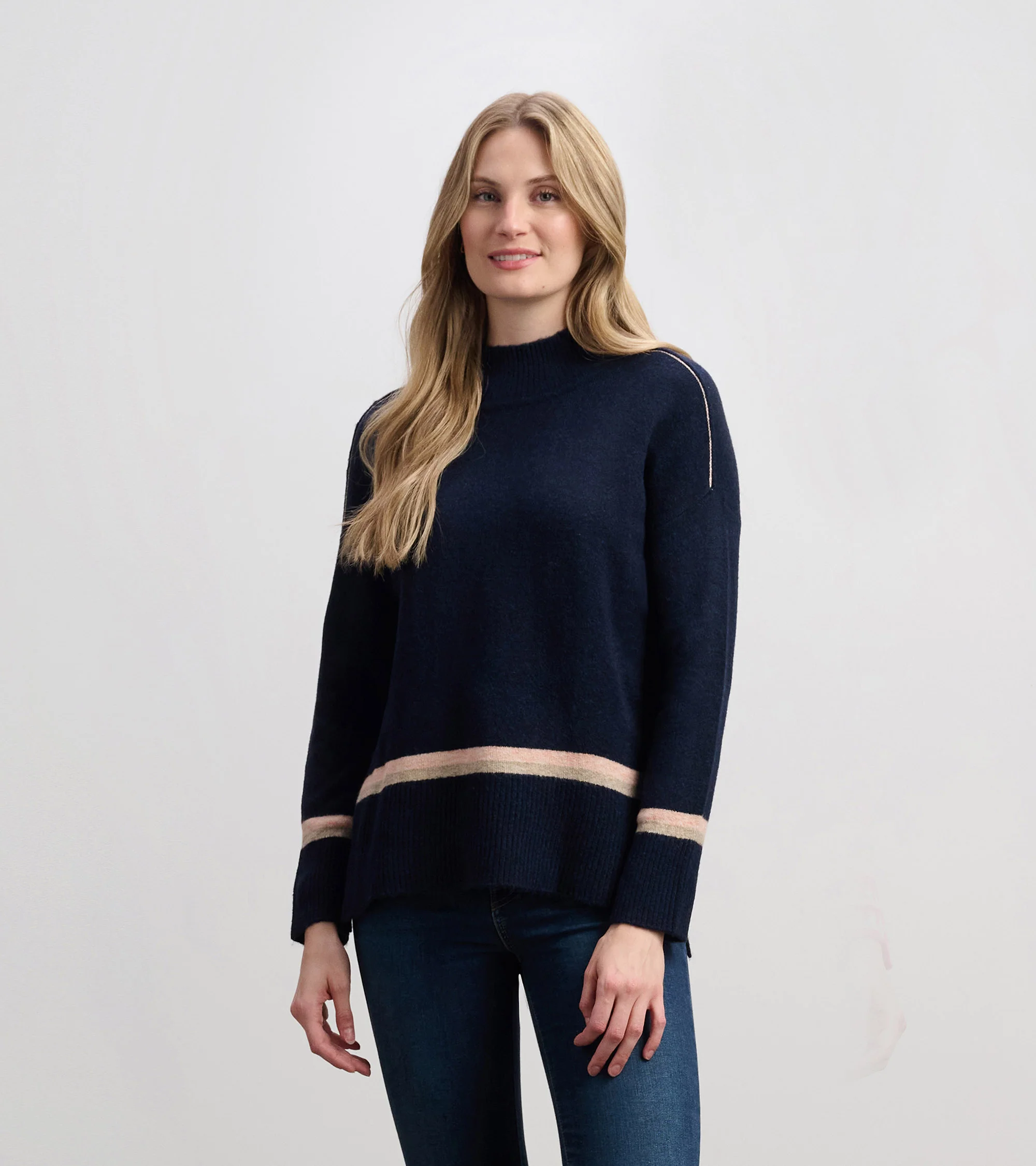 Mock Neck Sweater - Navy Stripe - Image 7