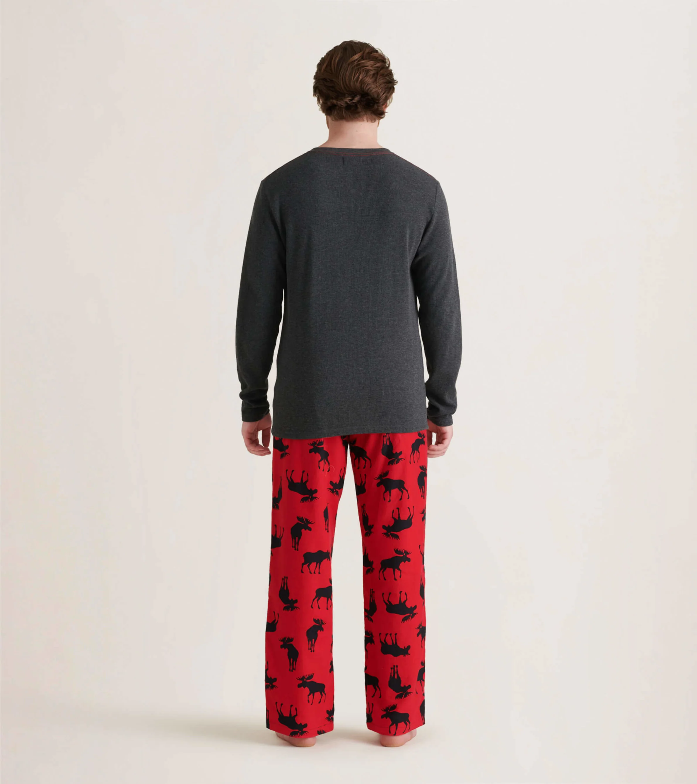 Men's Moose On Red Flannel Pajama Pants - Image 4