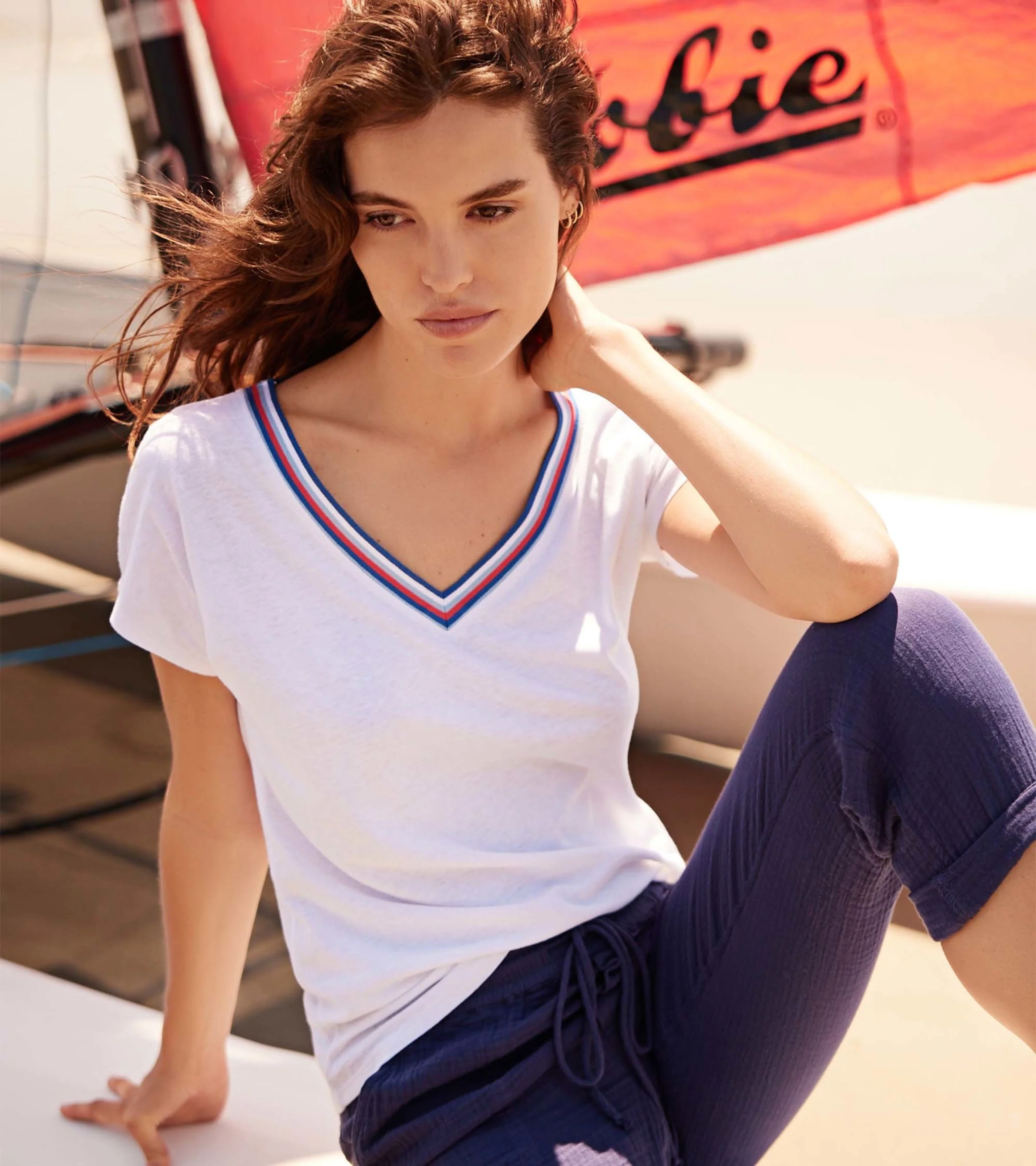 Paxton V-Neck Tee - White - Image 2