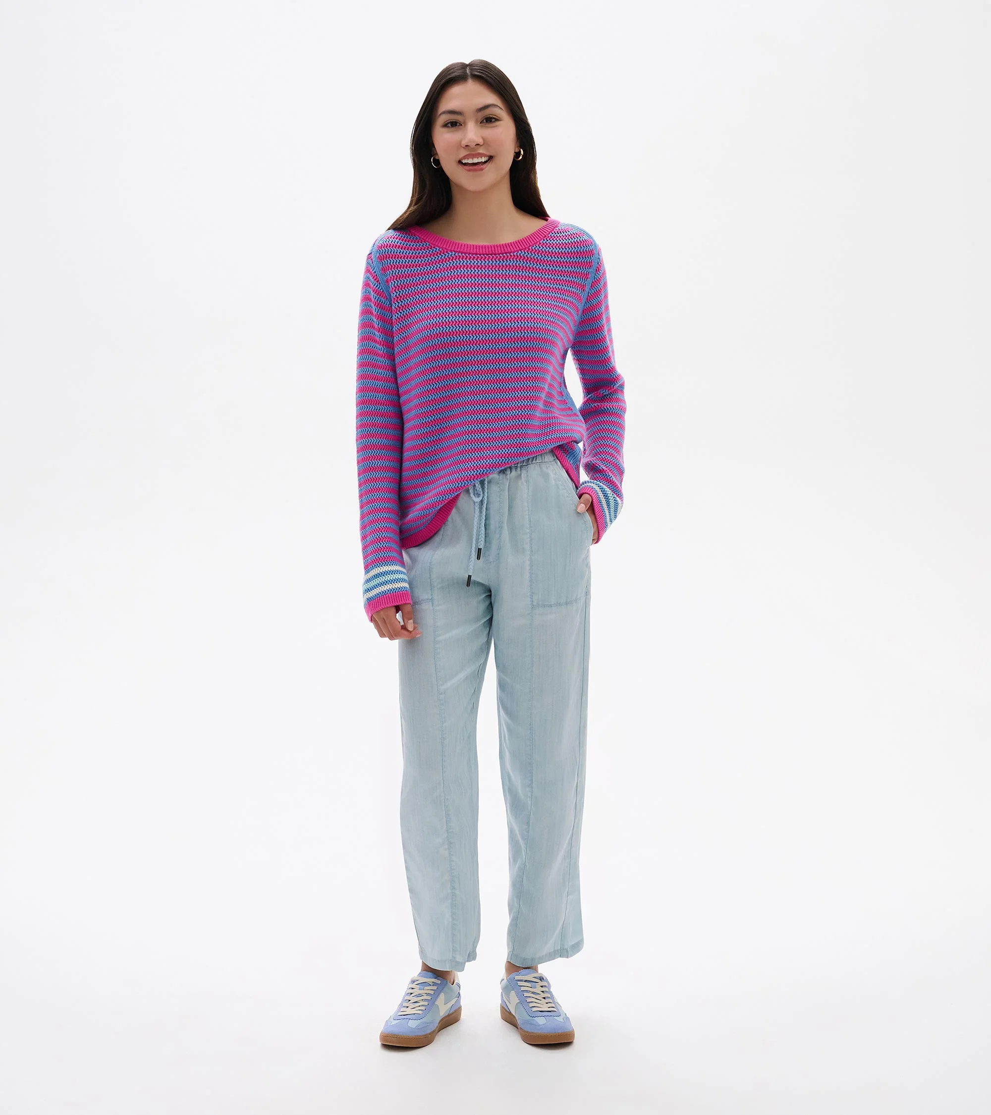 Pointelle Stripe Sweater - South East Summer - Image 5