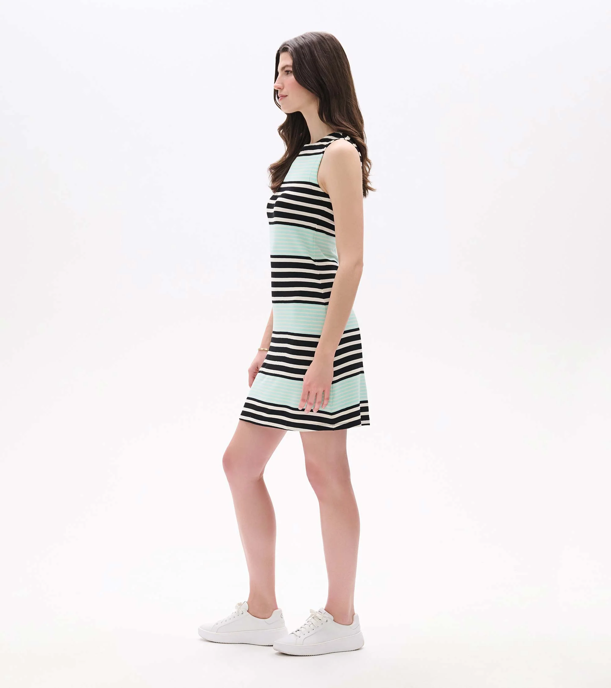 Sofia Dress - Black Colourblock Stripes - Image 3