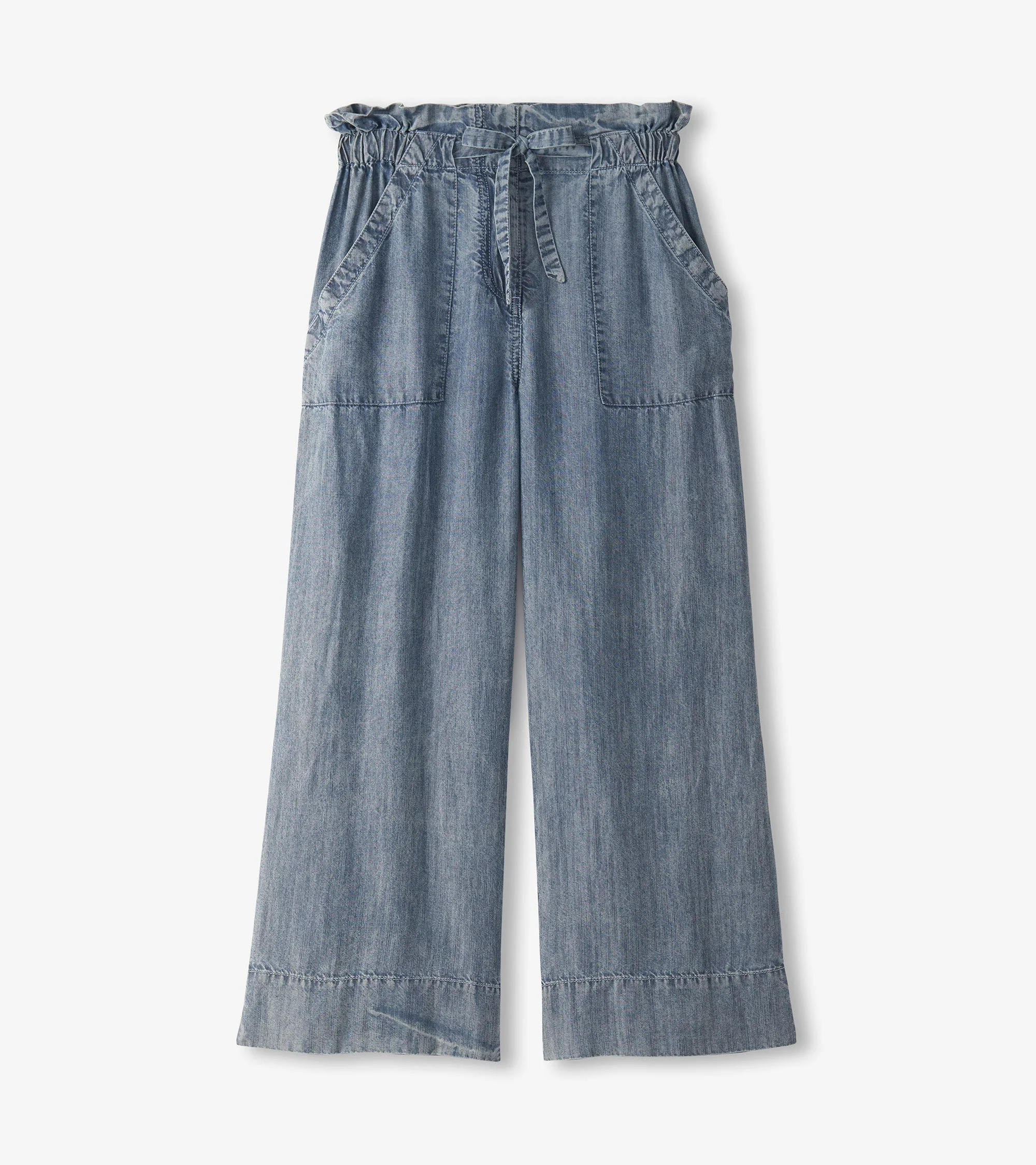 Tie Front Pants - Blue Acid Wash - Image 2