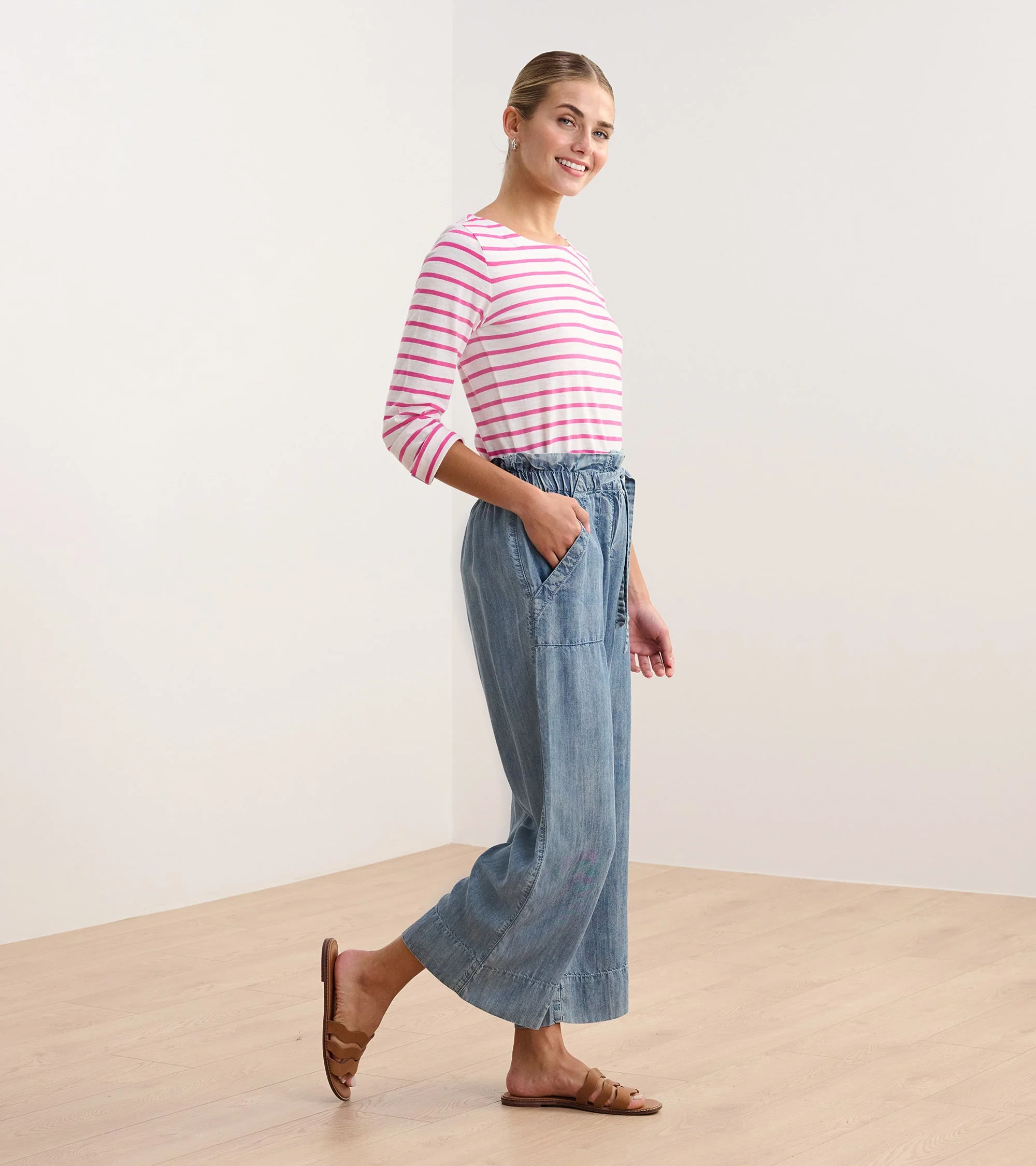 Tie Front Pants - Blue Acid Wash - Image 4