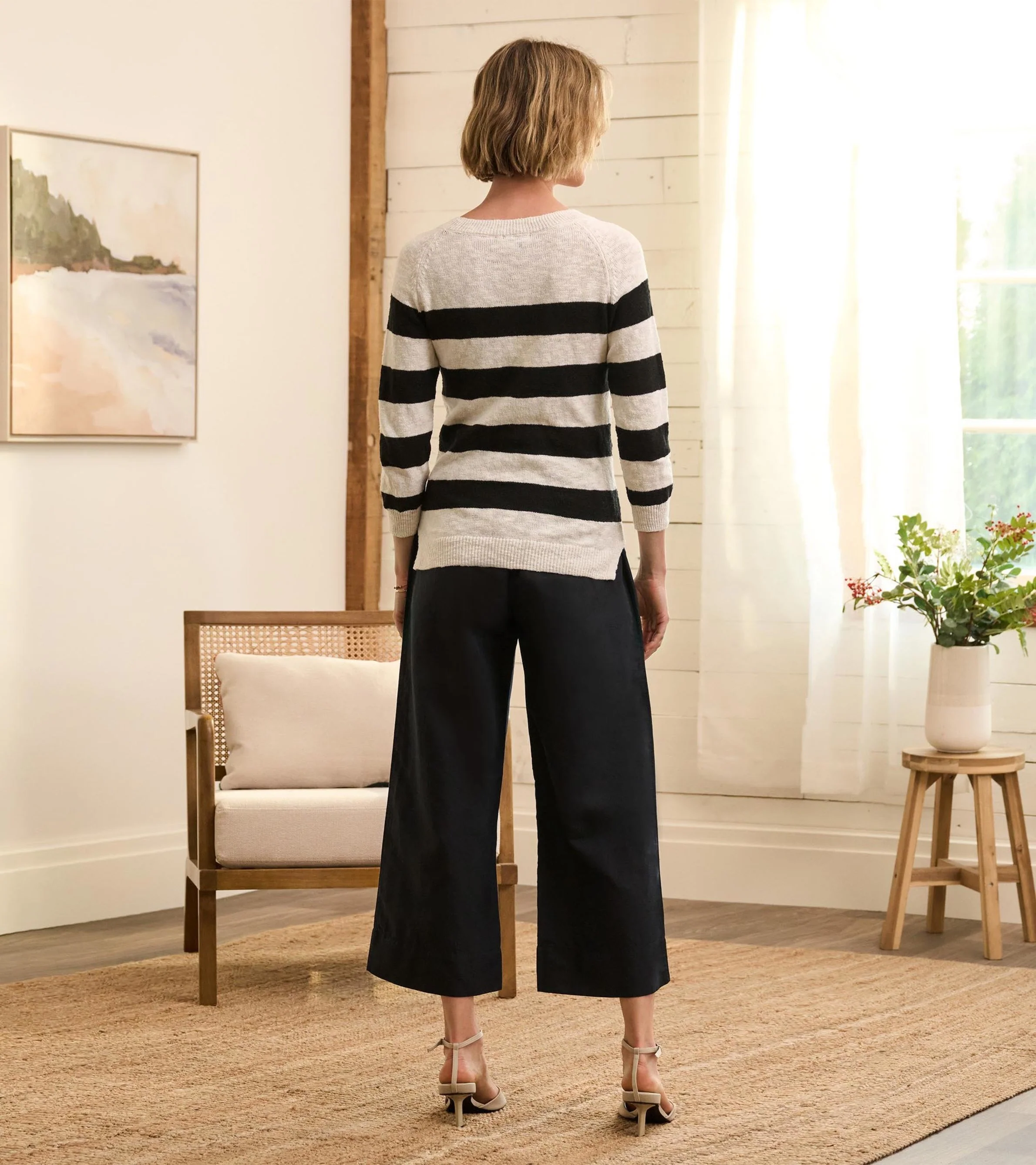 Tie Front Pants - Caviar Linen - Image 4