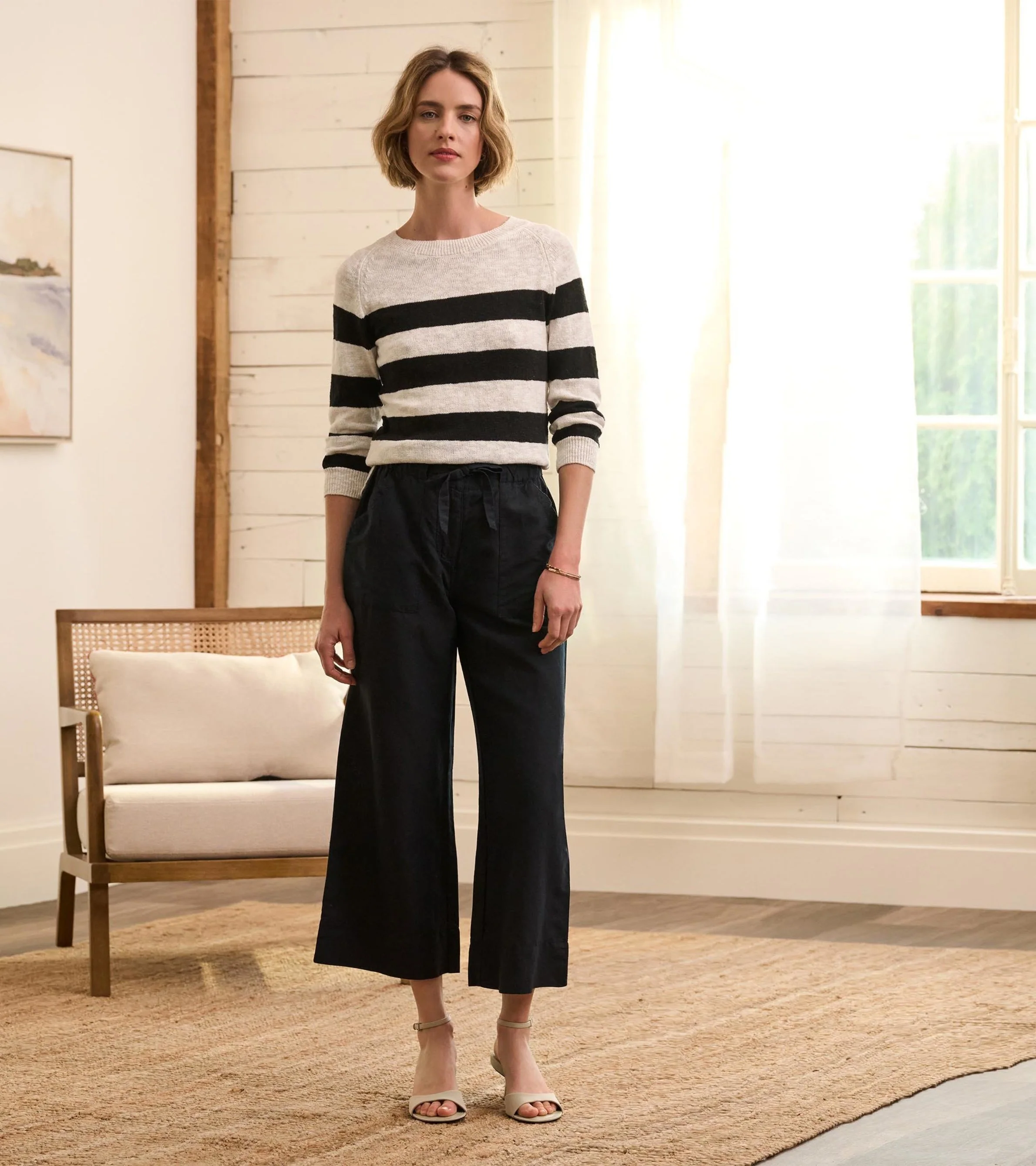 Tie Front Pants - Caviar Linen - Image 5