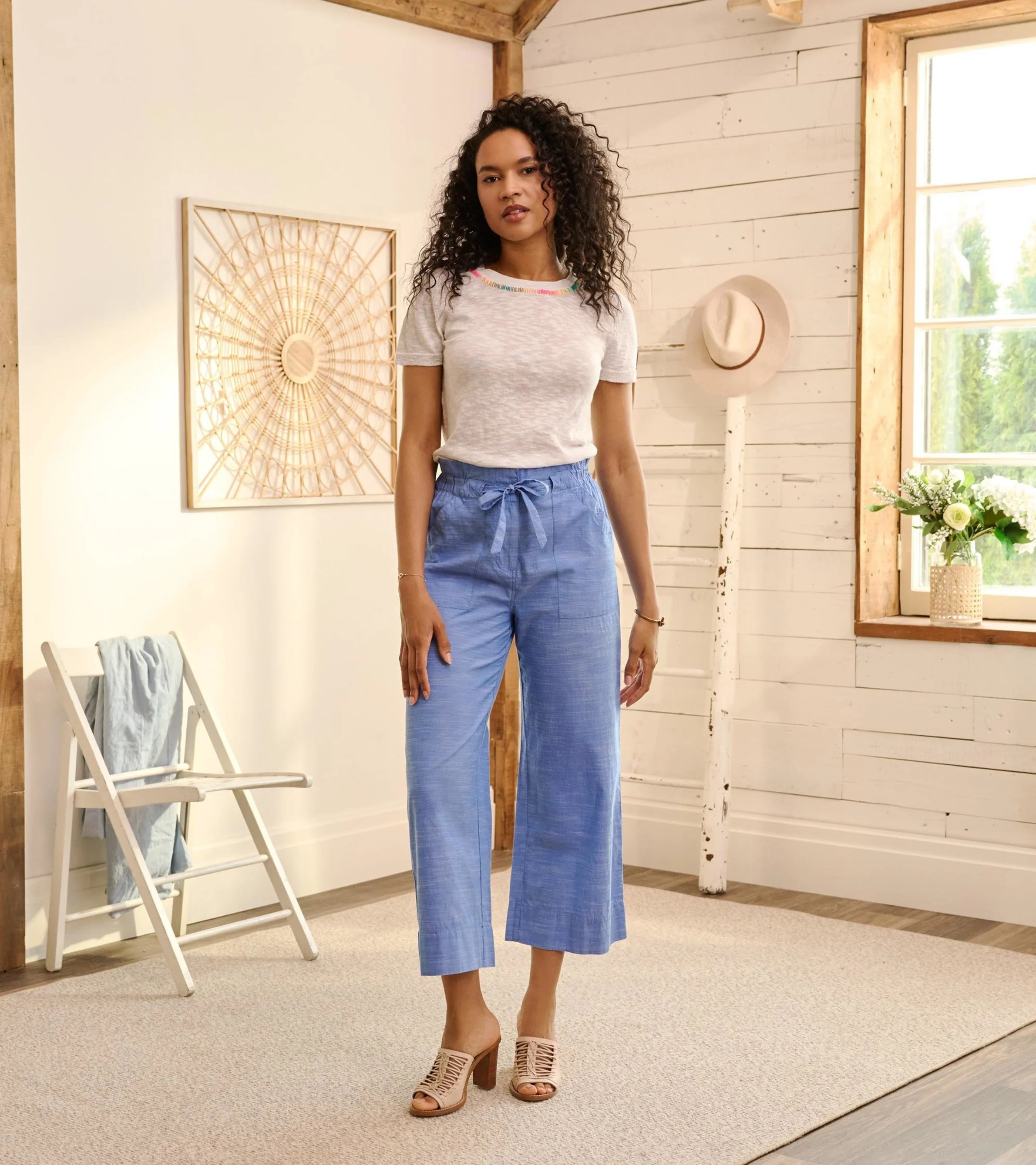 Tie Front Pants - Chambray - Image 5