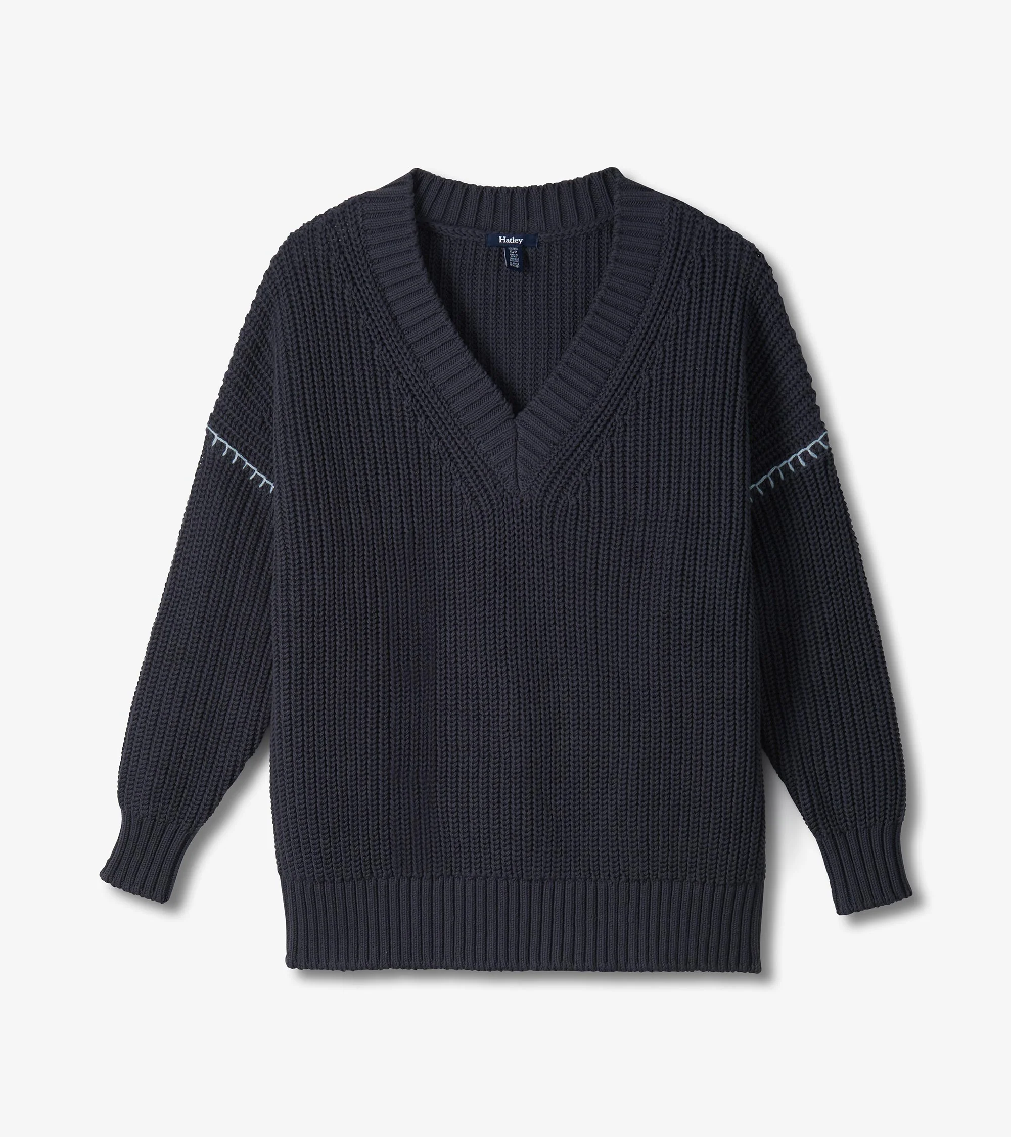 V-Neck Slouchy Sweater - Faded Grey - Image 2