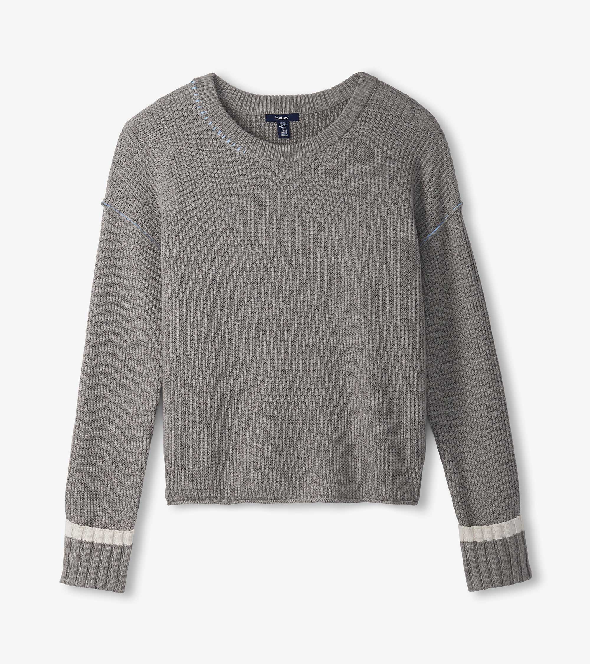 Waffle Knit Sweater - Grey - Image 2