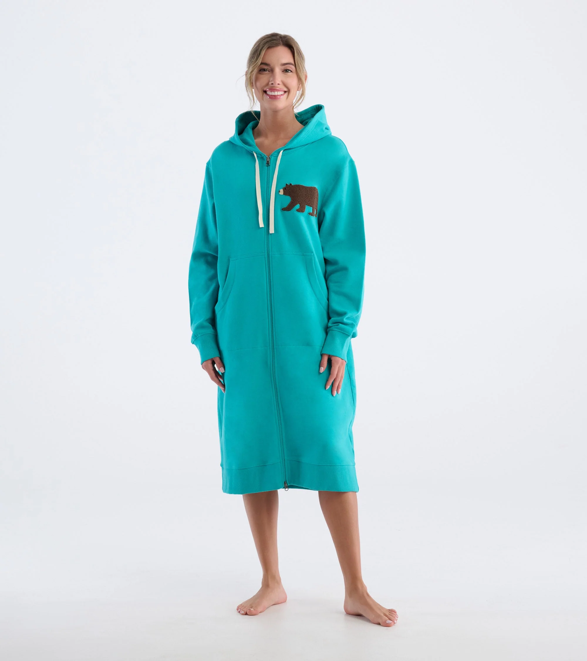 Women's Brown Bear Oversized Zip-Up Hoodie - Image 4