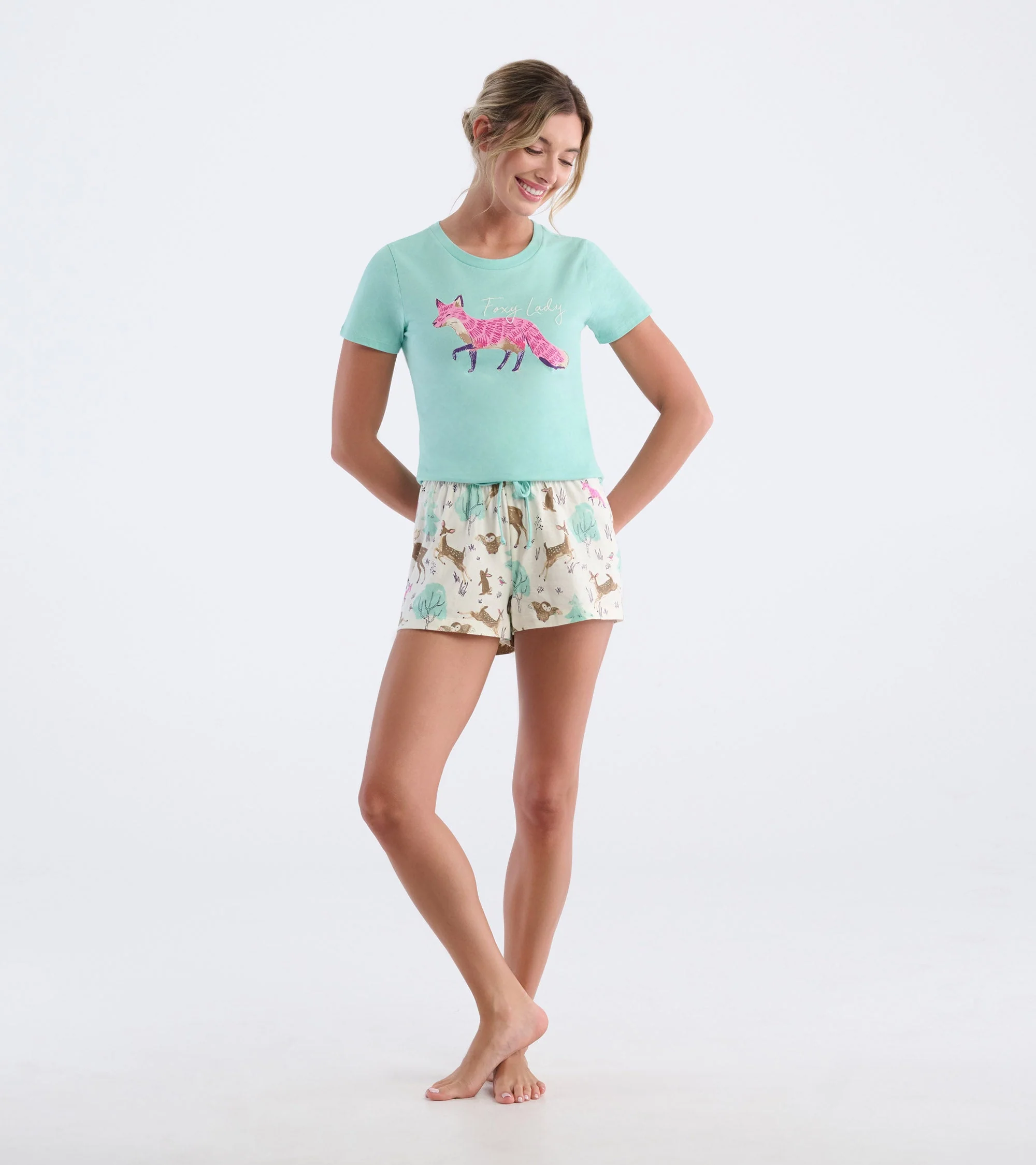 Women's Forest Animals Cotton Pajama Shorts - Image 3