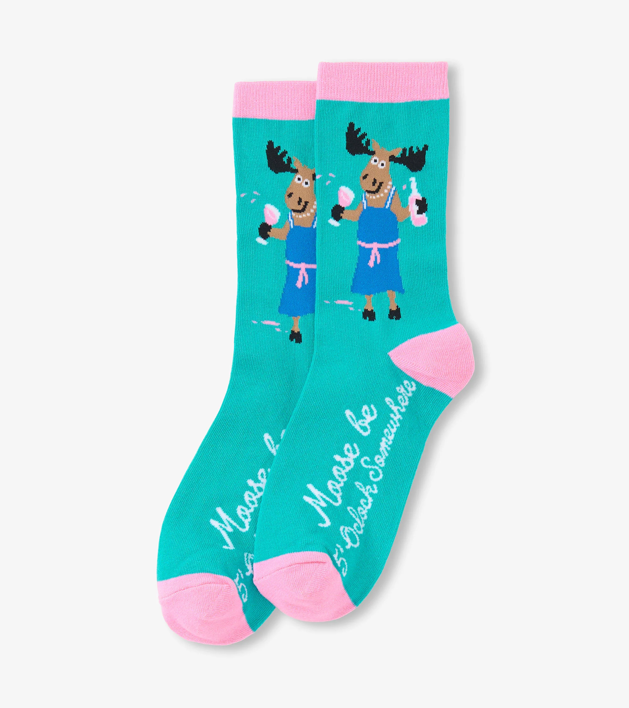 Women's Moose Be 5 O'Clock Crew Socks - Image 2