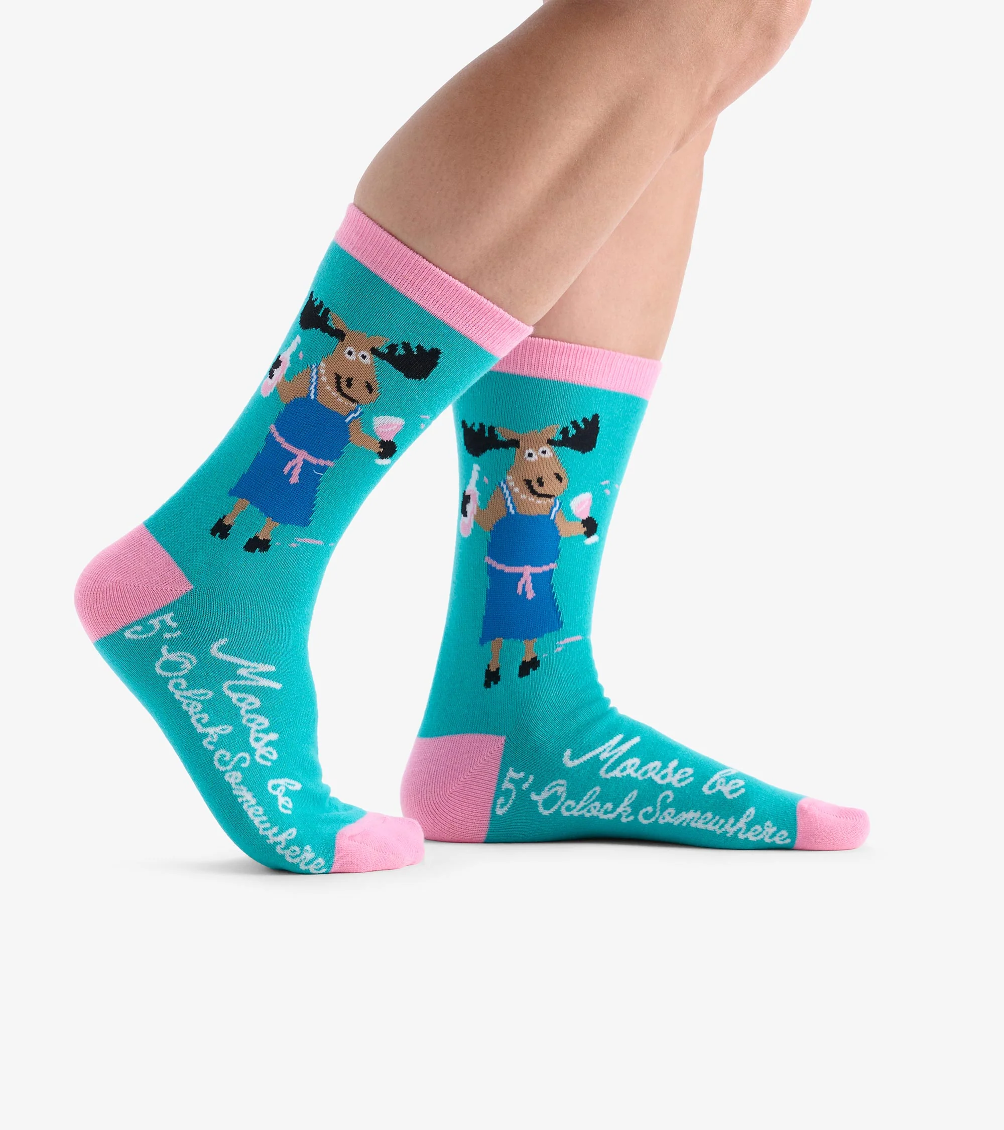 Women's Moose Be 5 O'Clock Crew Socks - Image 3