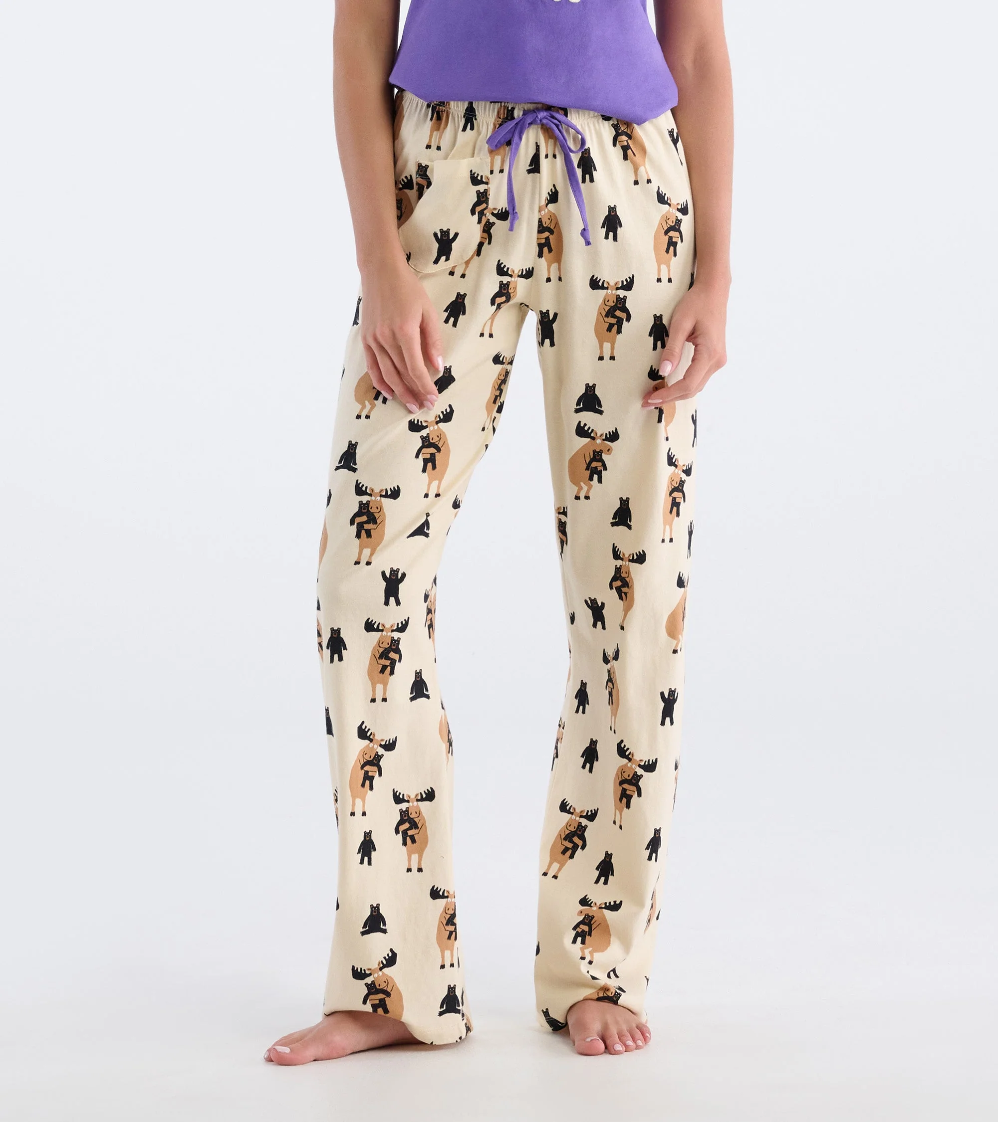 Women's Moose Bear Hug Cotton Pajama Pants