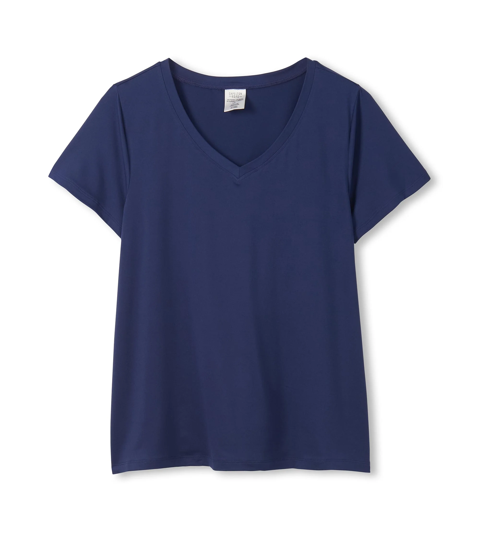 Women's Navy Polyknit V-Neck T-Shirt - Image 2