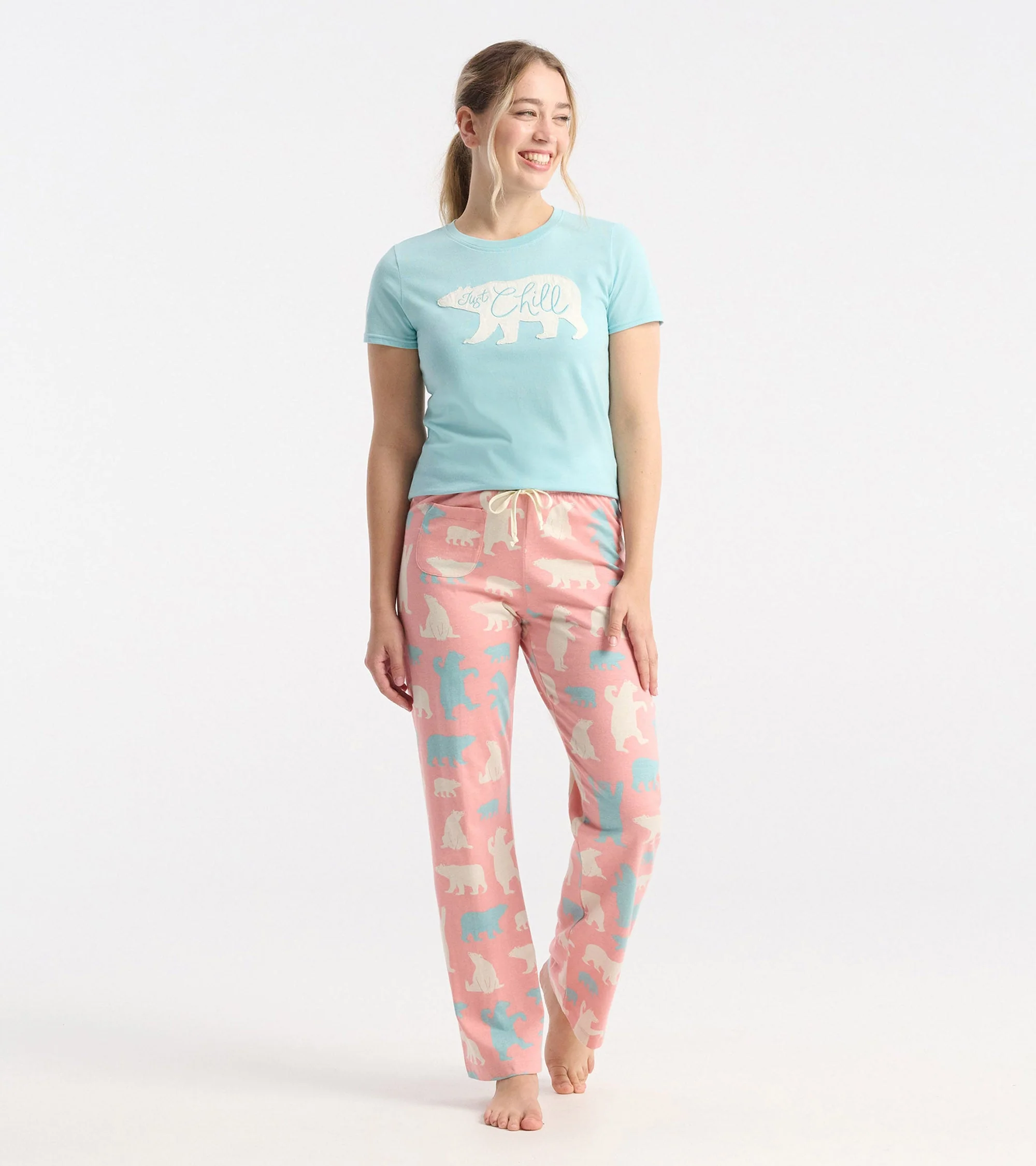 Women's Pink Polar Bears Cotton Pajama Pants - Image 3