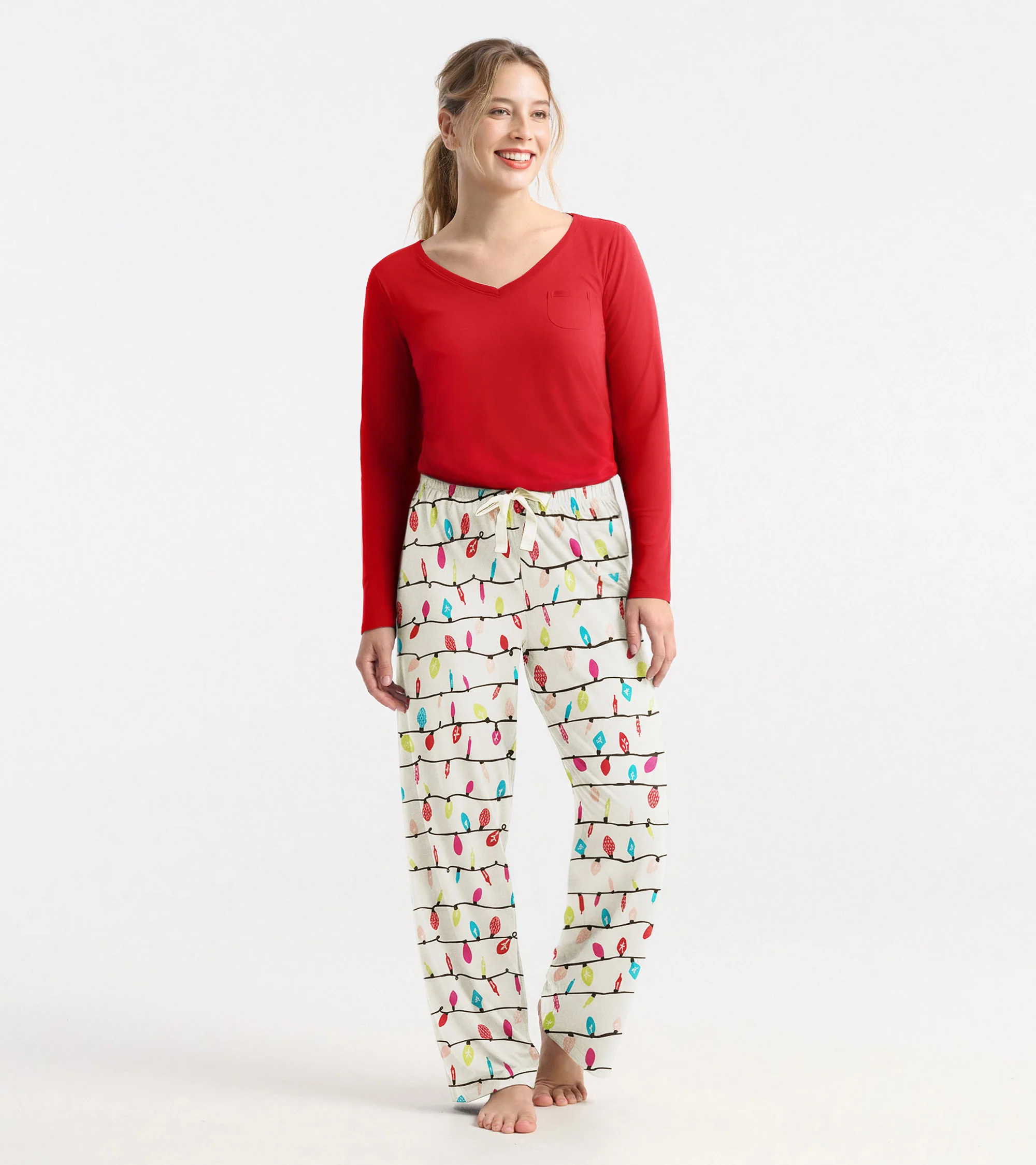 Women's Red Polyknit Long Sleeve T-Shirt - Image 3