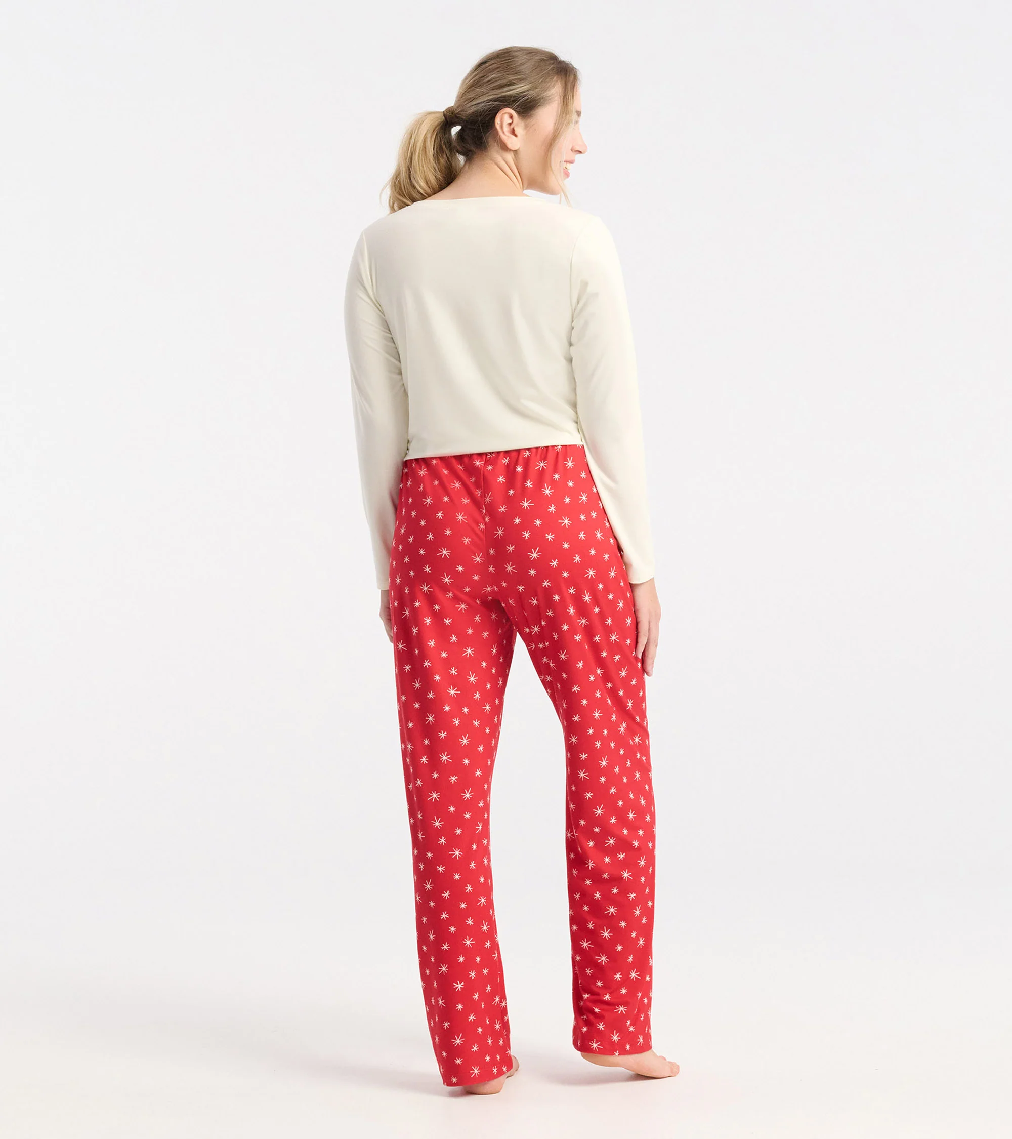 Women's Red Snowflakes Polyknit Pajamas Pants - Image 4